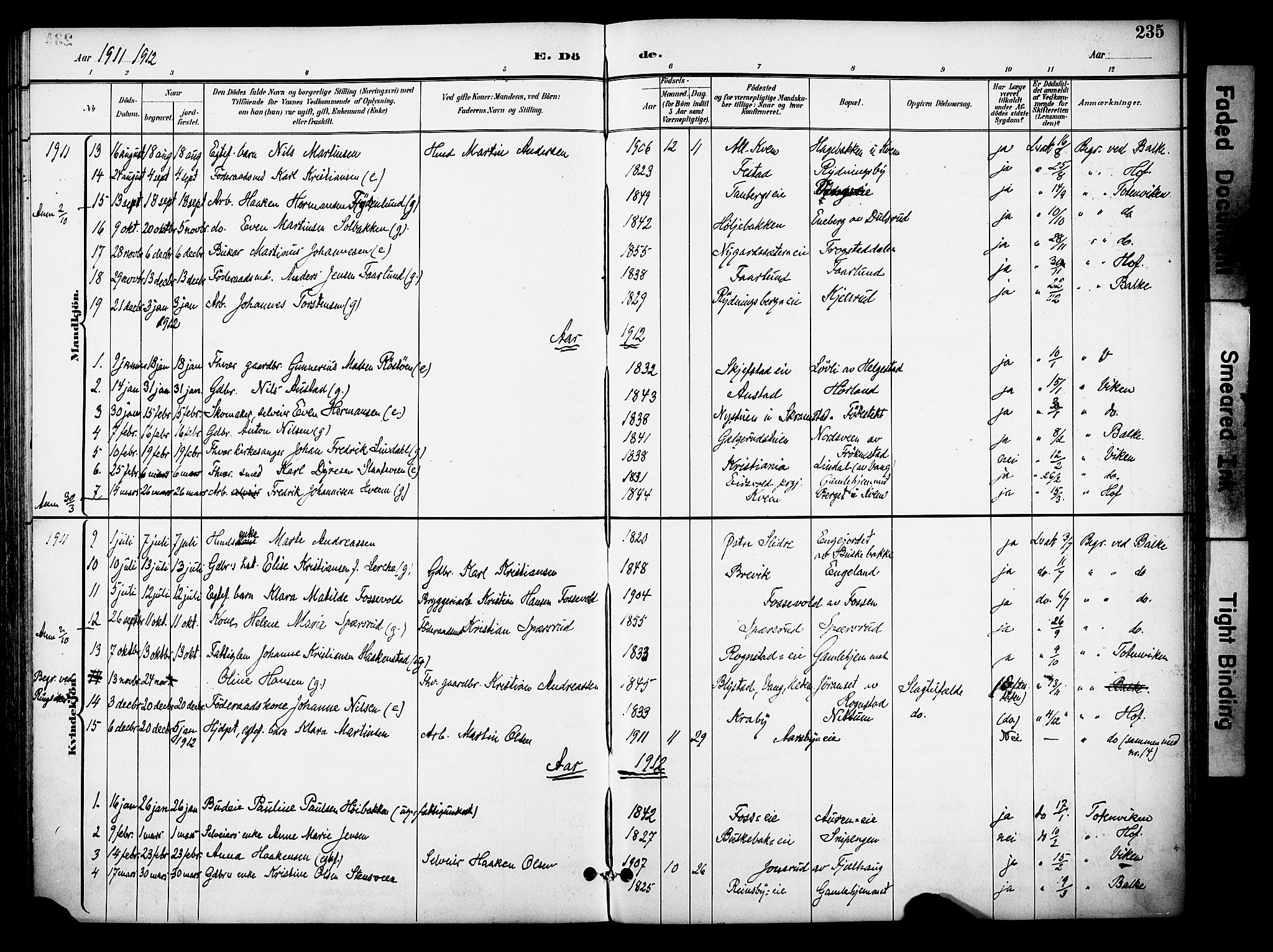 Østre Toten prestekontor, SAH/PREST-104/H/Ha/Haa/L0009: Parish register (official) no. 9, 1897-1913, p. 235