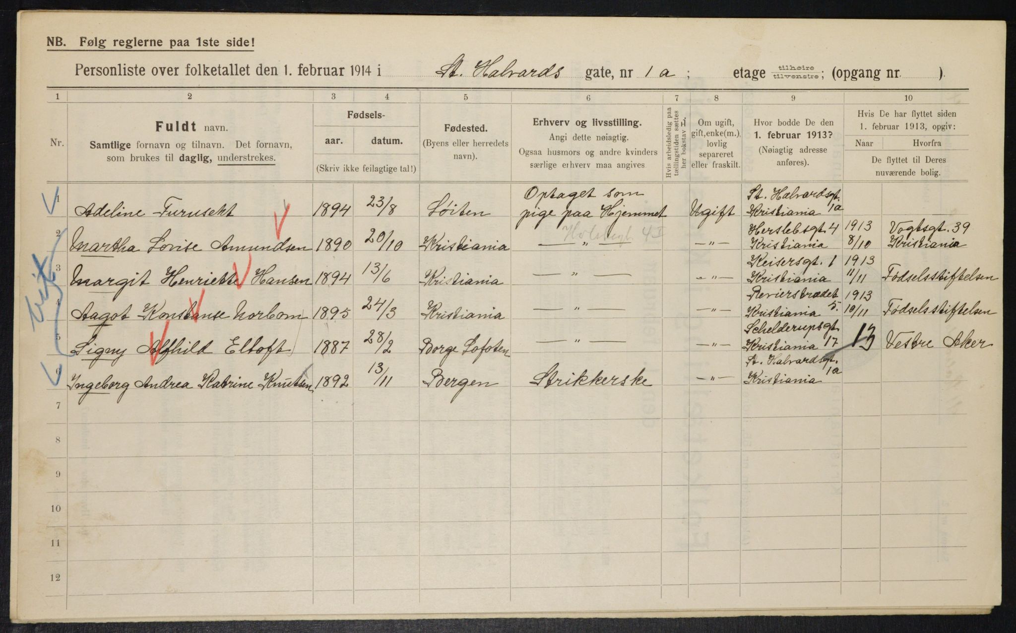 OBA, Municipal Census 1914 for Kristiania, 1914, p. 87243