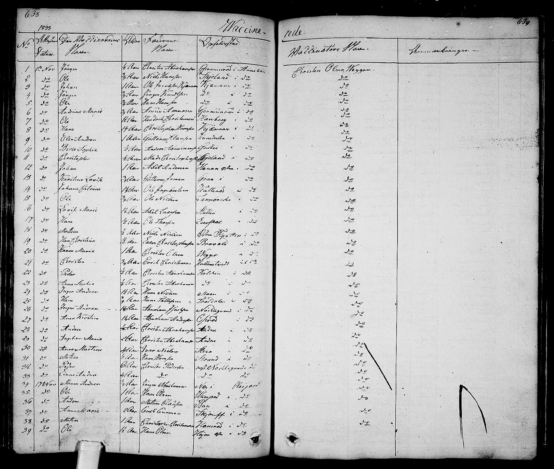 Andebu kirkebøker, SAKO/A-336/G/Ga/L0003: Parish register (copy) no. I 3, 1832-1867, p. 638-639