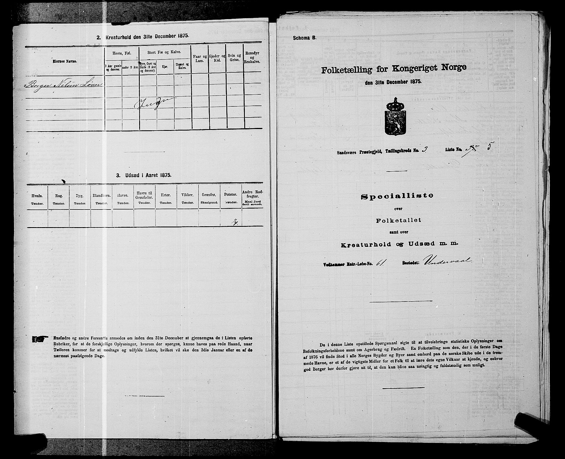 SAKO, 1875 census for 0629P Sandsvær, 1875, p. 544