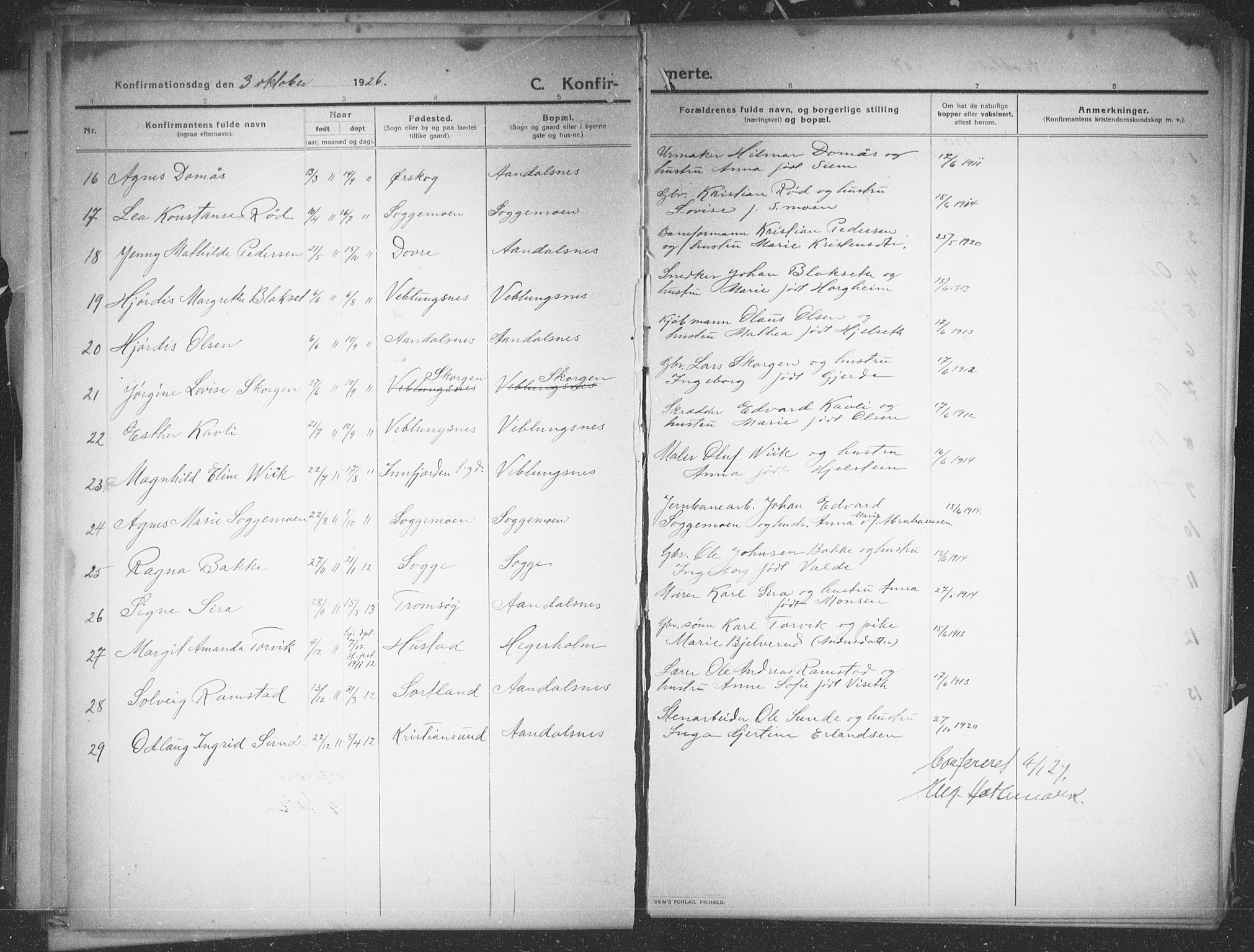 Ministerialprotokoller, klokkerbøker og fødselsregistre - Møre og Romsdal, AV/SAT-A-1454/544/L0581: Parish register (copy) no. 544C03, 1910-1937, p. 185