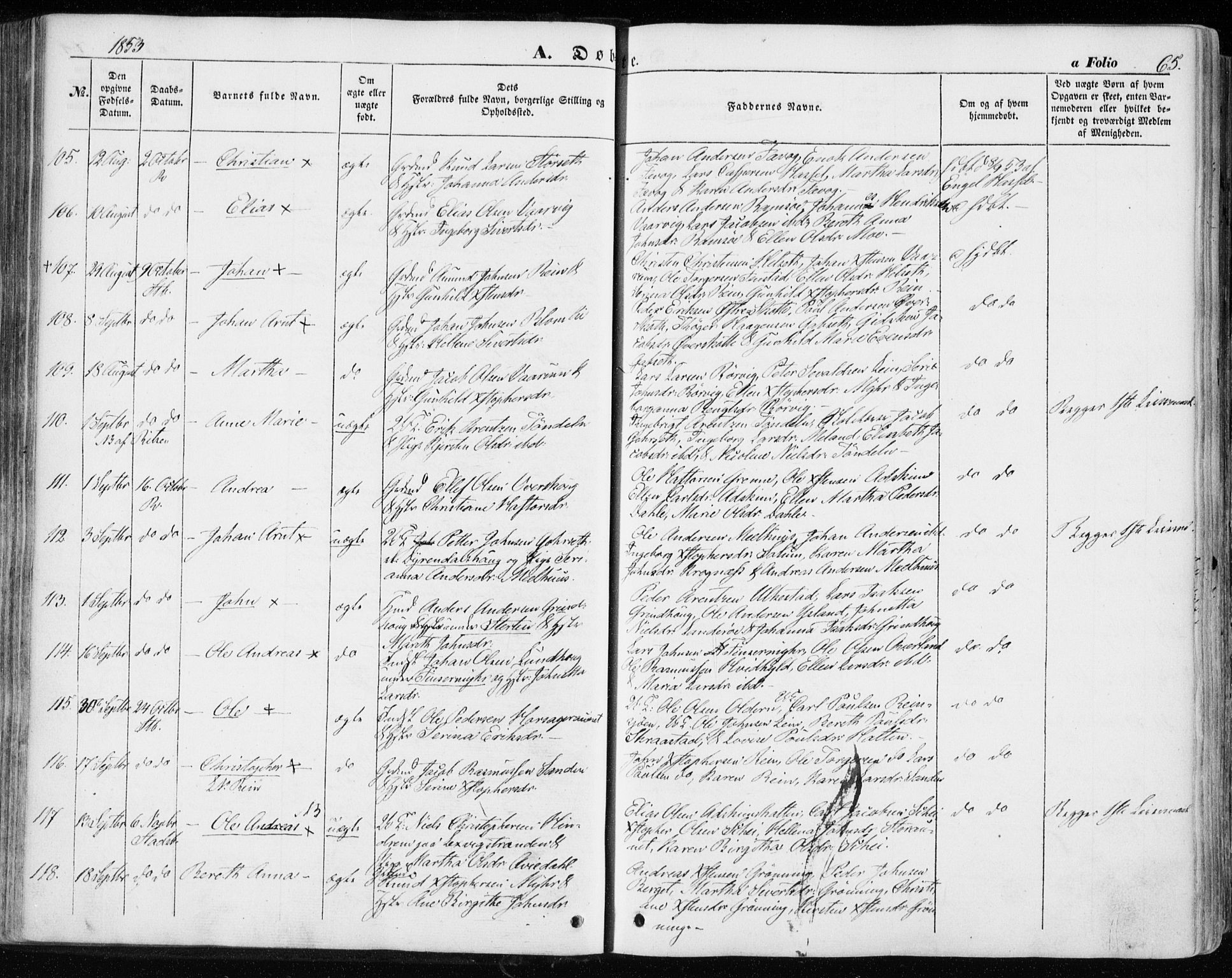 Ministerialprotokoller, klokkerbøker og fødselsregistre - Sør-Trøndelag, SAT/A-1456/646/L0611: Parish register (official) no. 646A09, 1848-1857, p. 65