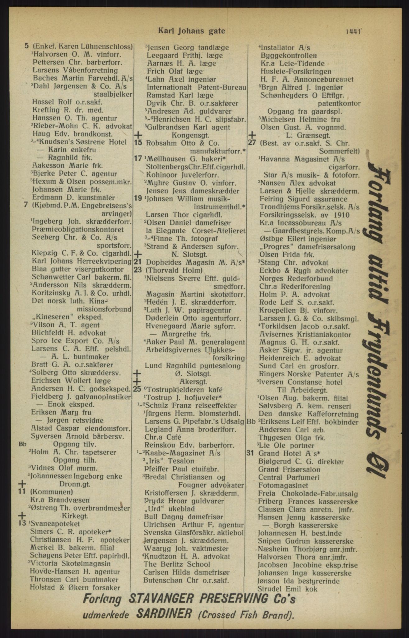 Kristiania/Oslo adressebok, PUBL/-, 1915, p. 1441