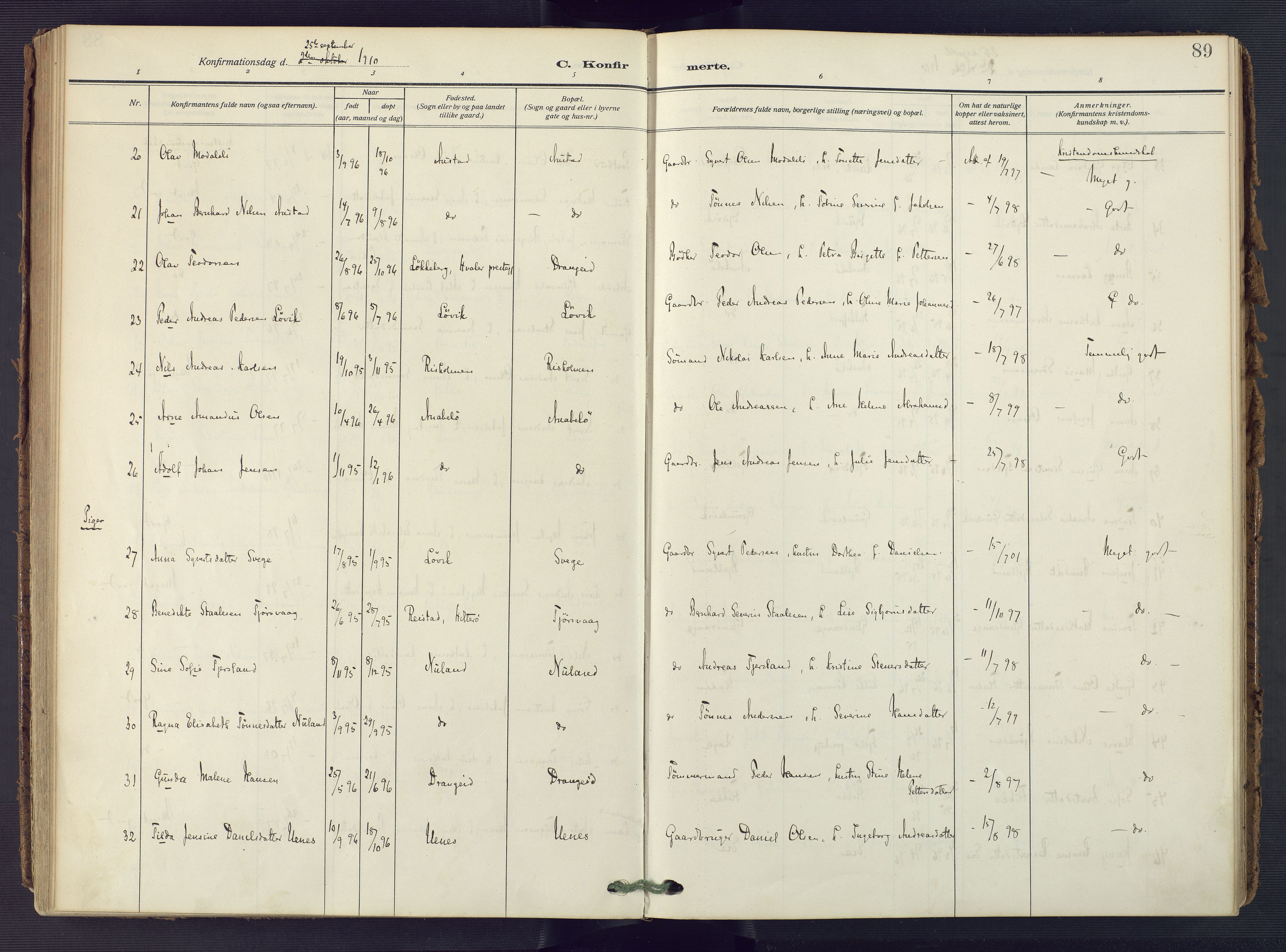 Flekkefjord sokneprestkontor, AV/SAK-1111-0012/F/Fa/Fac/L0010: Parish register (official) no. A 10, 1910-1927, p. 89