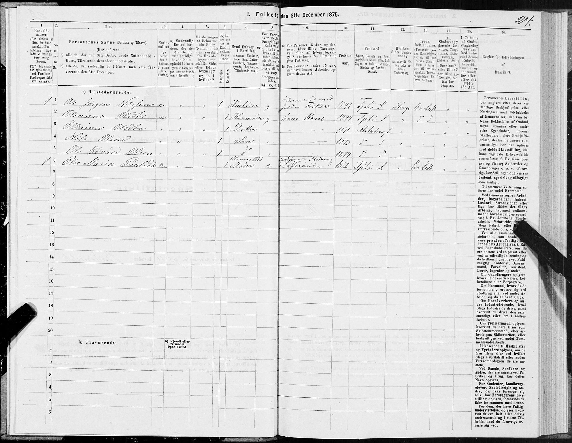SAT, 1875 census for 1820P Alstahaug, 1875, p. 1024