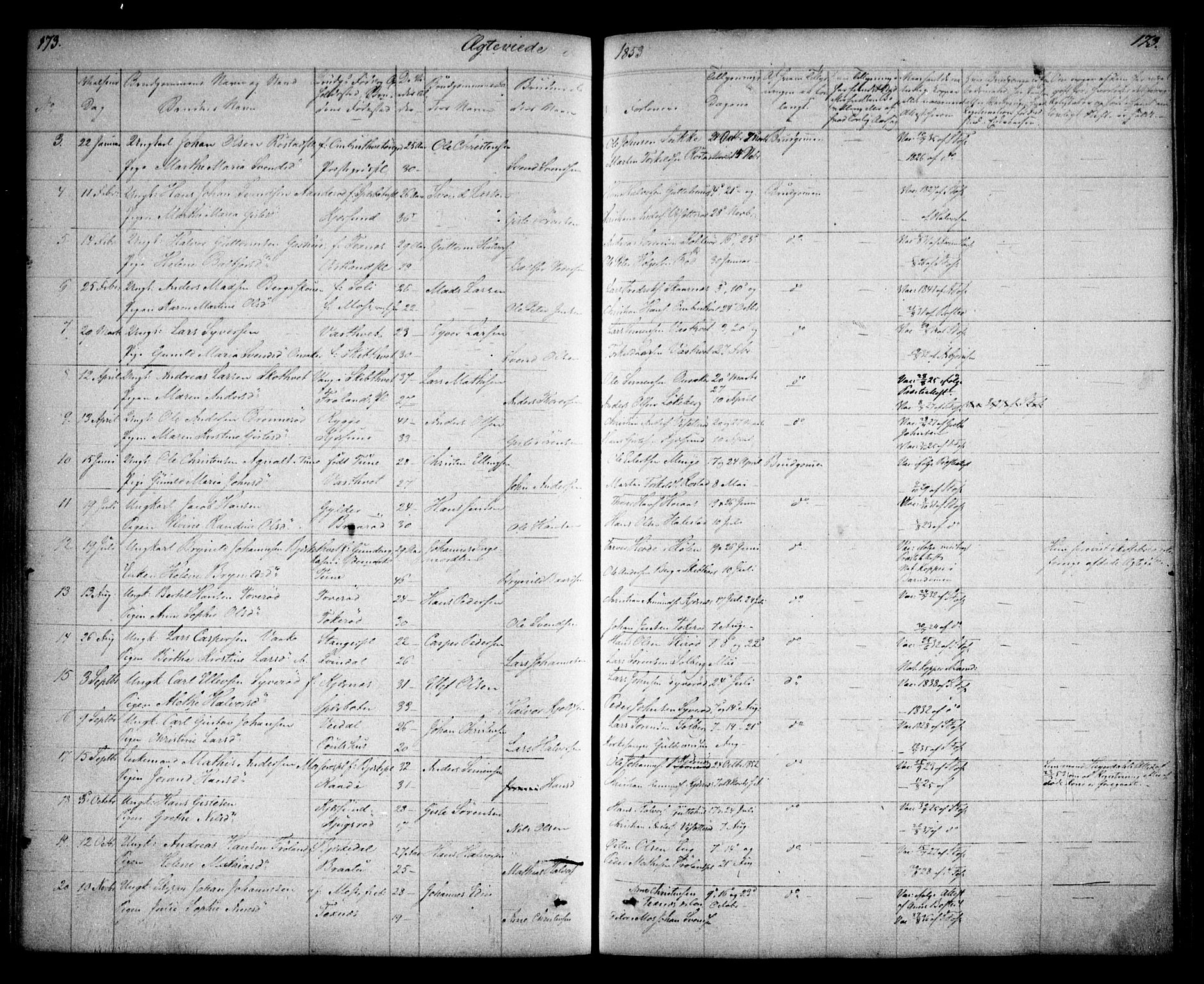 Våler prestekontor Kirkebøker, SAO/A-11083/F/Fa/L0006: Parish register (official) no. I 6, 1840-1861, p. 173