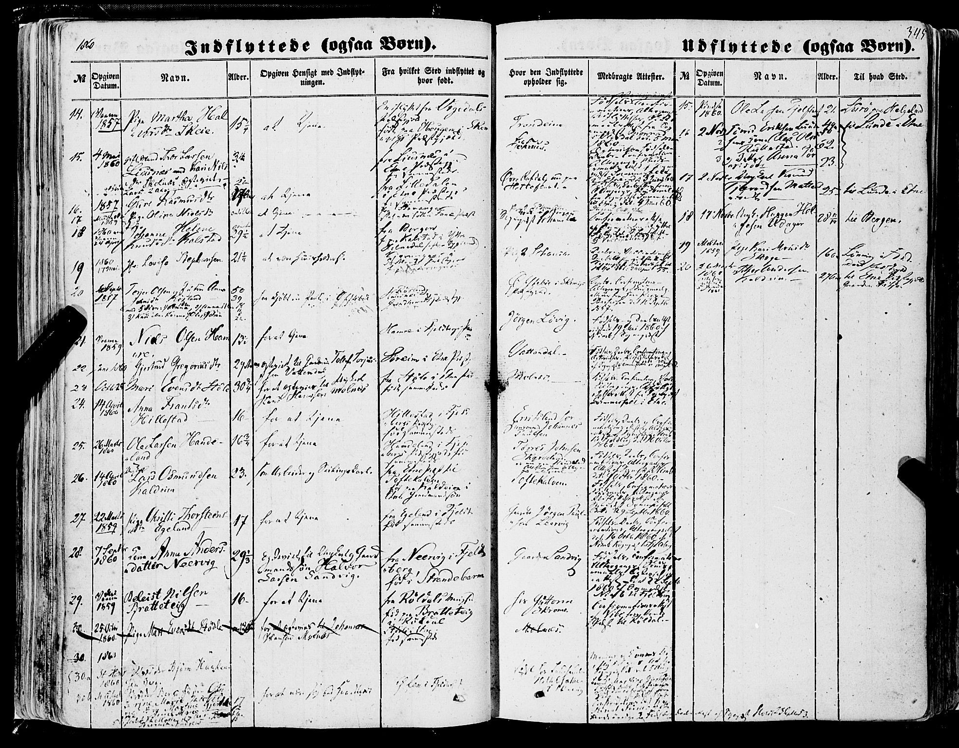 Skånevik sokneprestembete, SAB/A-77801/H/Haa: Parish register (official) no. A 5II, 1848-1869, p. 345