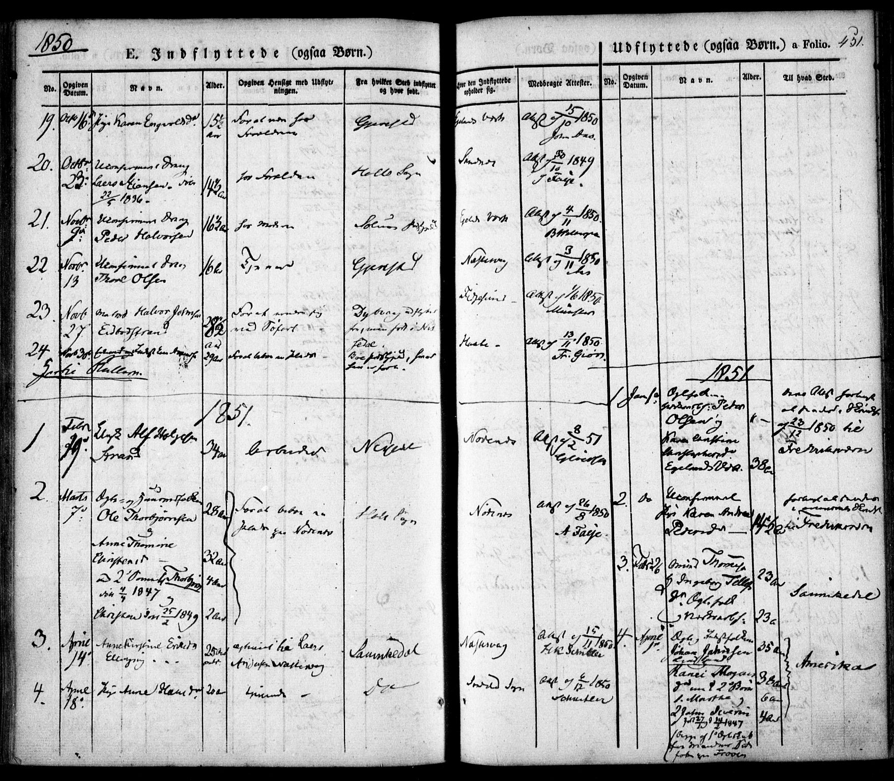 Søndeled sokneprestkontor, SAK/1111-0038/F/Fa/L0002: Parish register (official) no. A 2, 1839-1860, p. 451