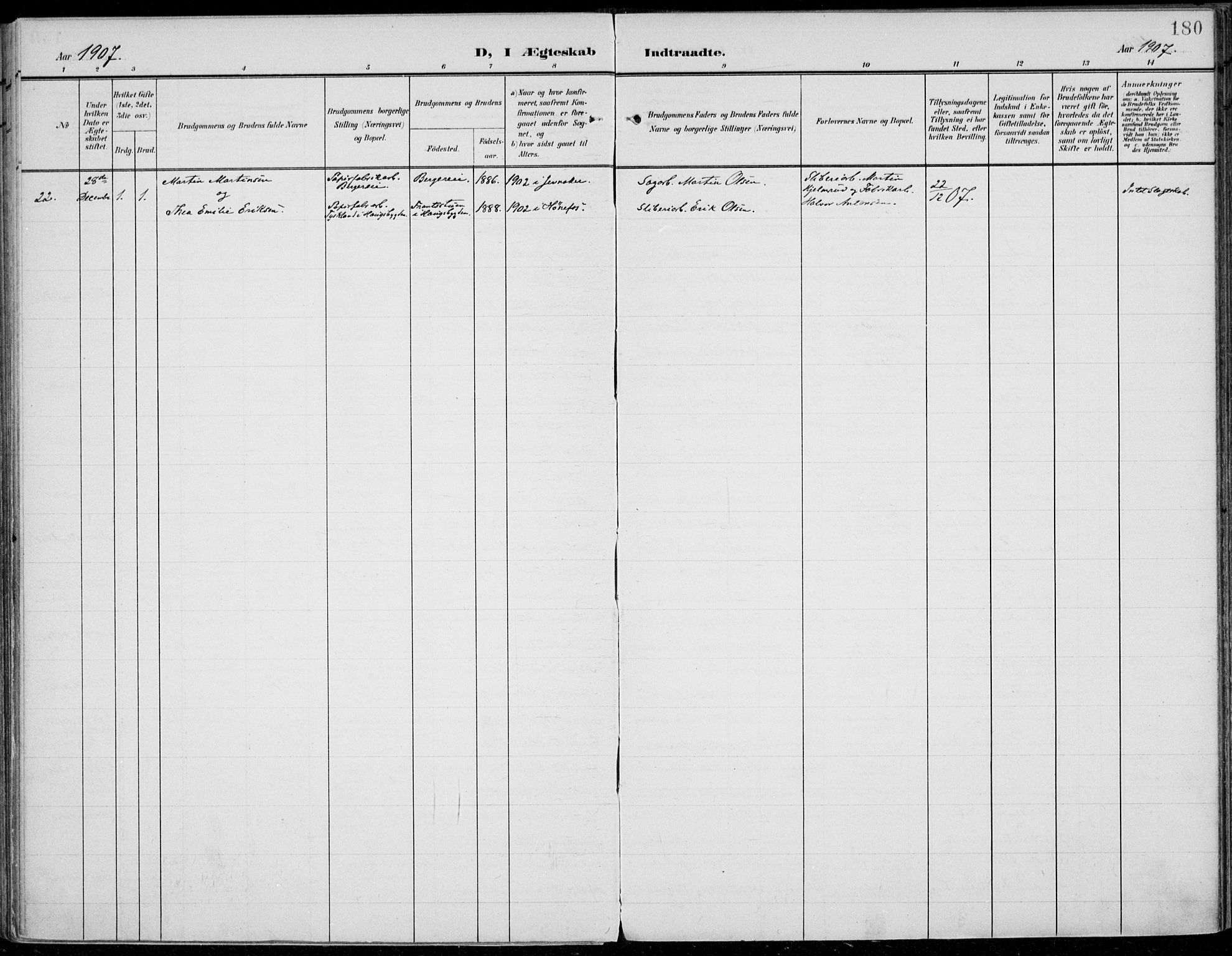 Jevnaker prestekontor, SAH/PREST-116/H/Ha/Haa/L0011: Parish register (official) no. 11, 1902-1913, p. 180