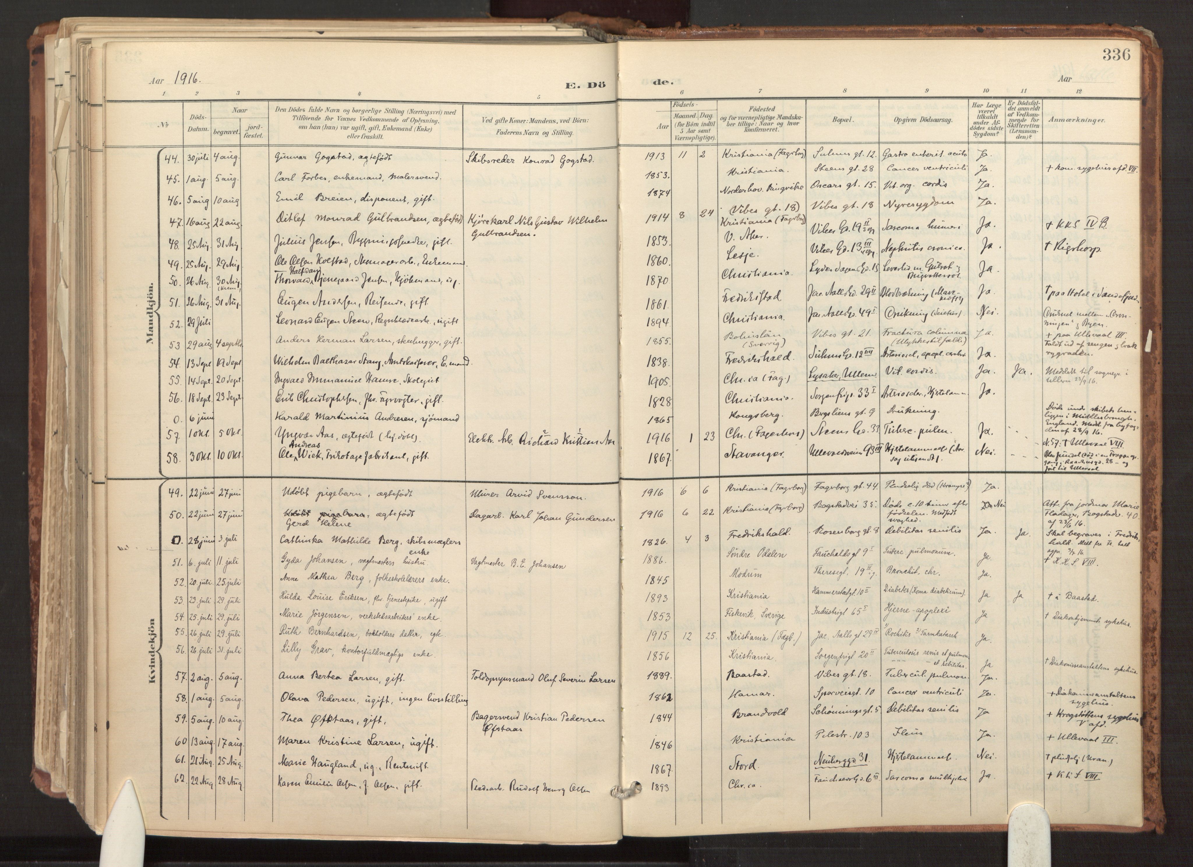 Fagerborg prestekontor Kirkebøker, AV/SAO-A-10844/F/Fa/L0003: Parish register (official) no. 3, 1898-1916, p. 336
