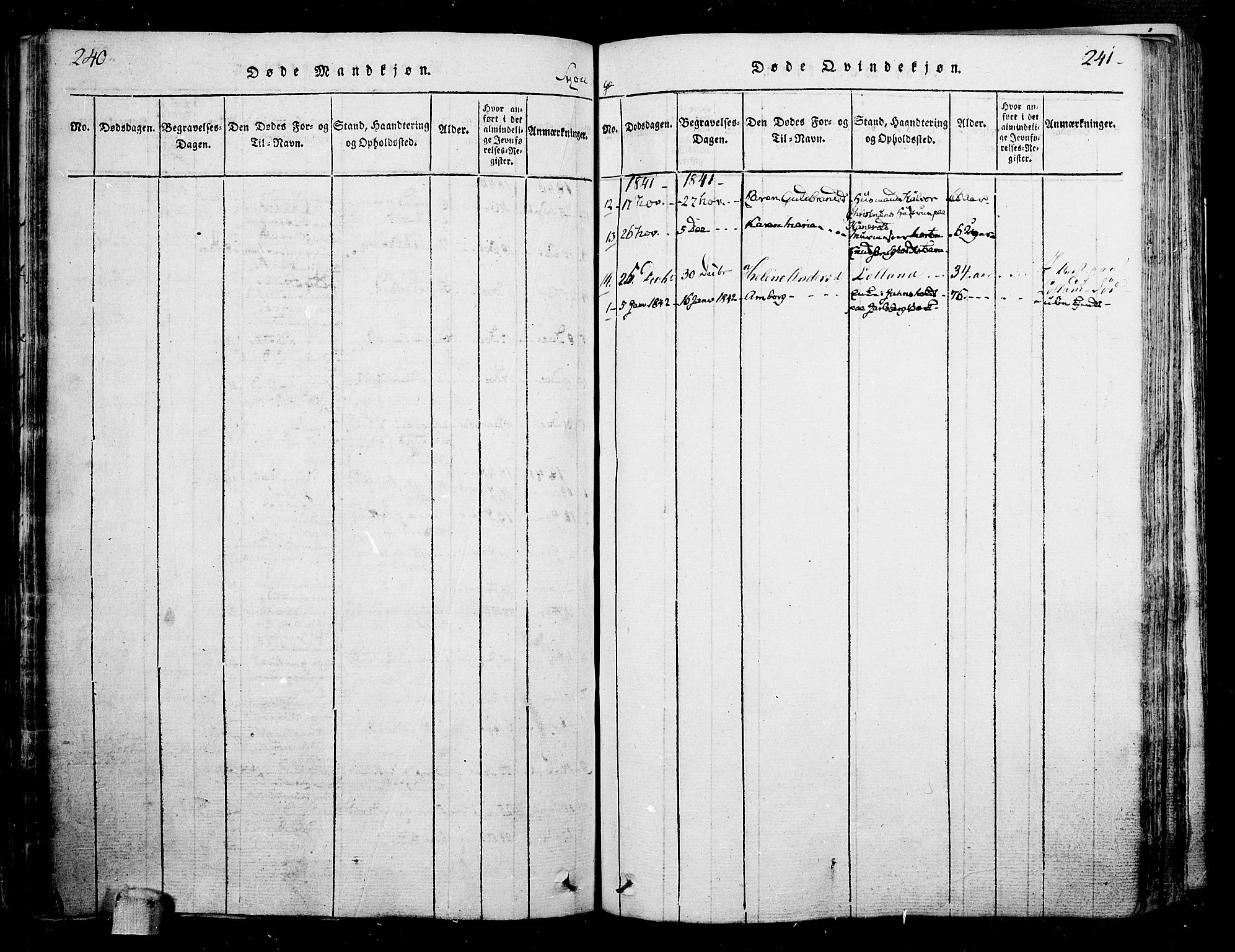 Skoger kirkebøker, SAKO/A-59/F/Fa/L0002: Parish register (official) no. I 2 /1, 1814-1842, p. 240-241