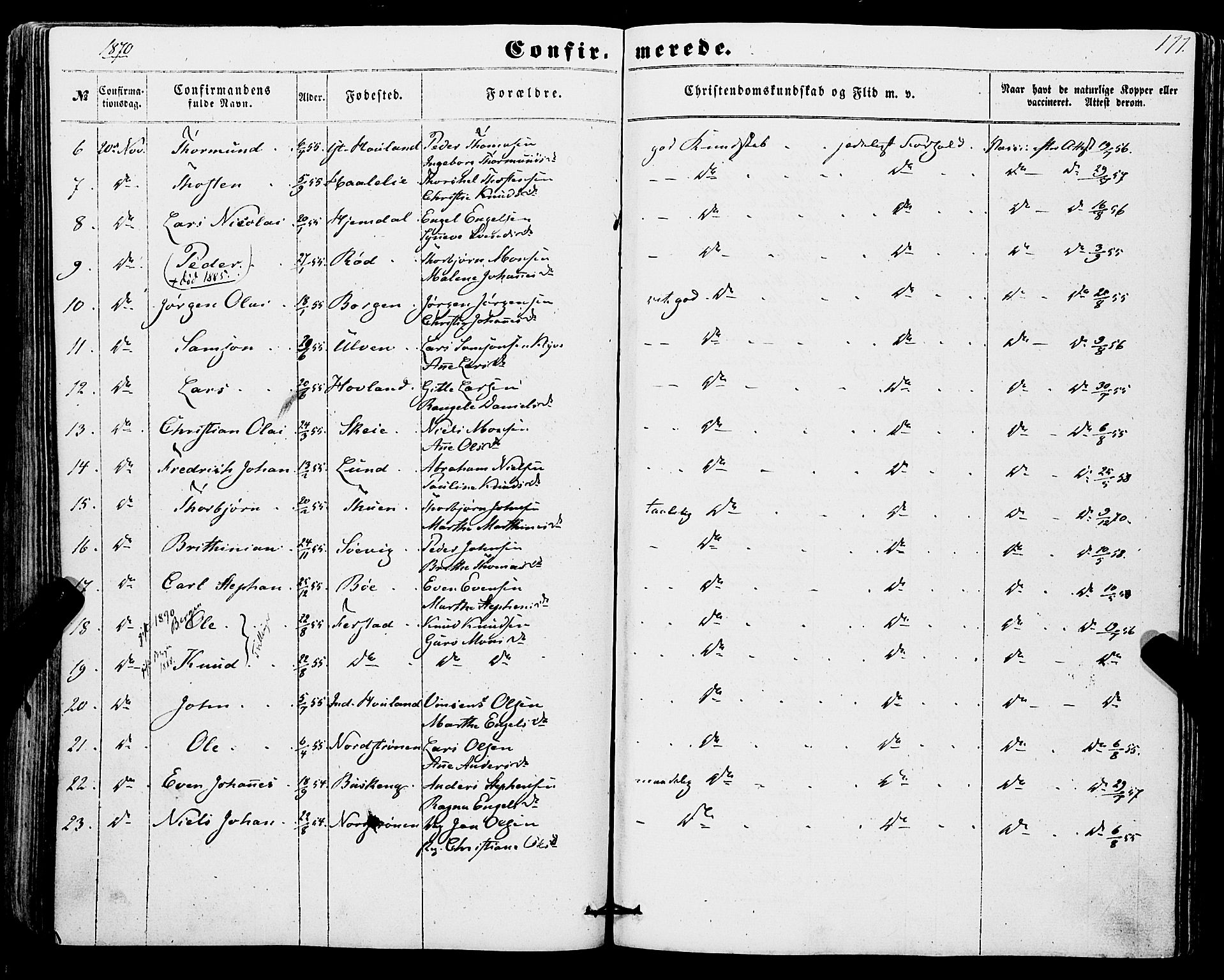 Os sokneprestembete, SAB/A-99929: Parish register (official) no. A 17, 1860-1873, p. 177