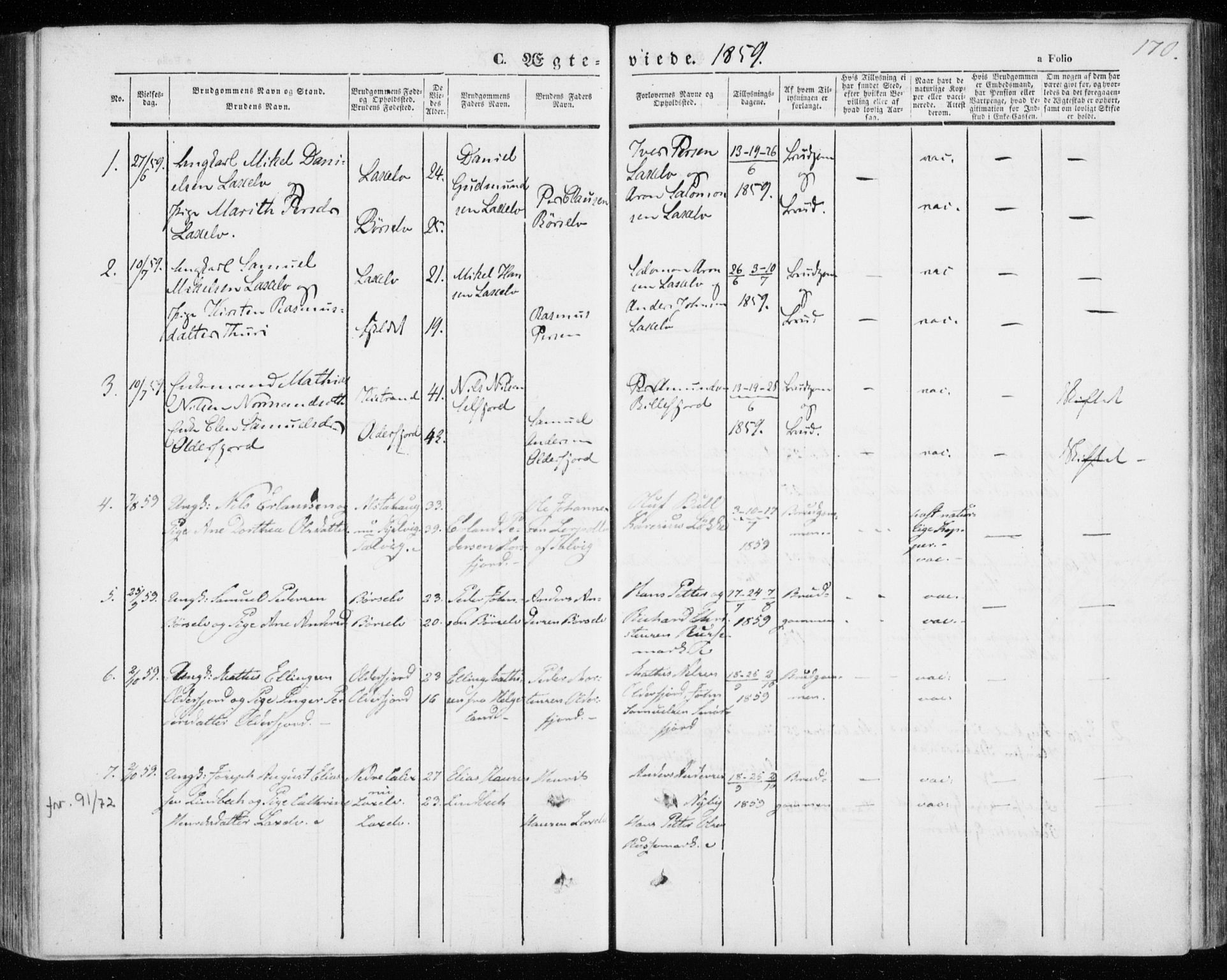Kistrand/Porsanger sokneprestembete, SATØ/S-1351/H/Ha/L0004.kirke: Parish register (official) no. 4, 1843-1860, p. 170