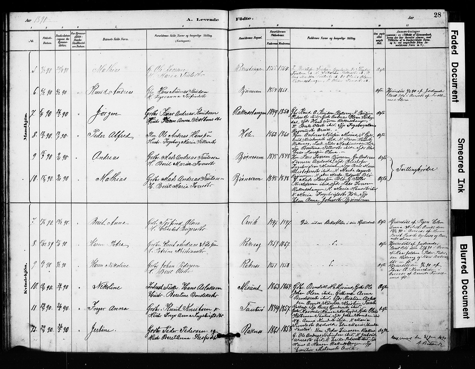 Ministerialprotokoller, klokkerbøker og fødselsregistre - Møre og Romsdal, AV/SAT-A-1454/563/L0737: Parish register (copy) no. 563C01, 1878-1916, p. 28