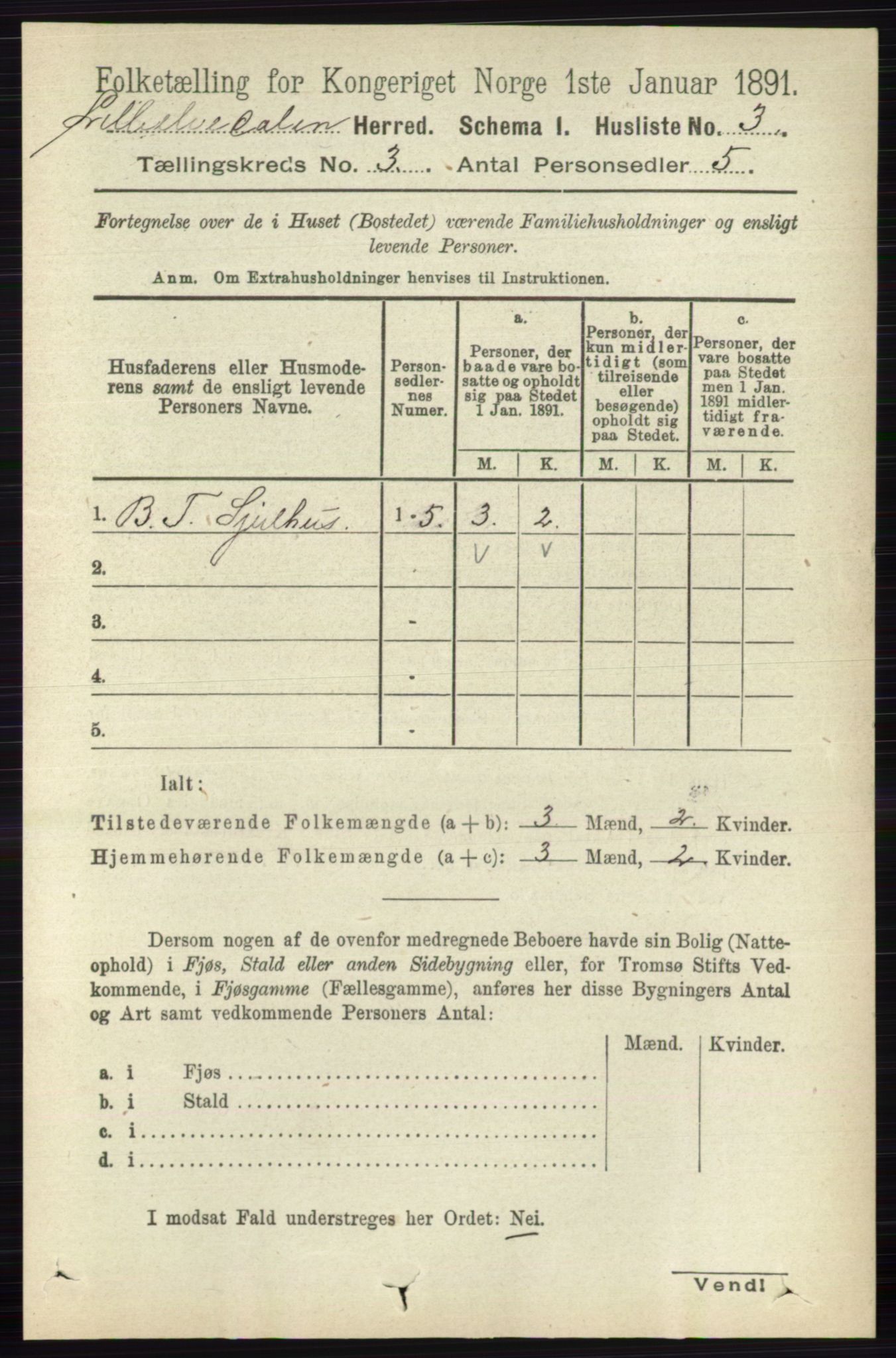 RA, 1891 census for 0438 Lille Elvedalen, 1891, p. 997