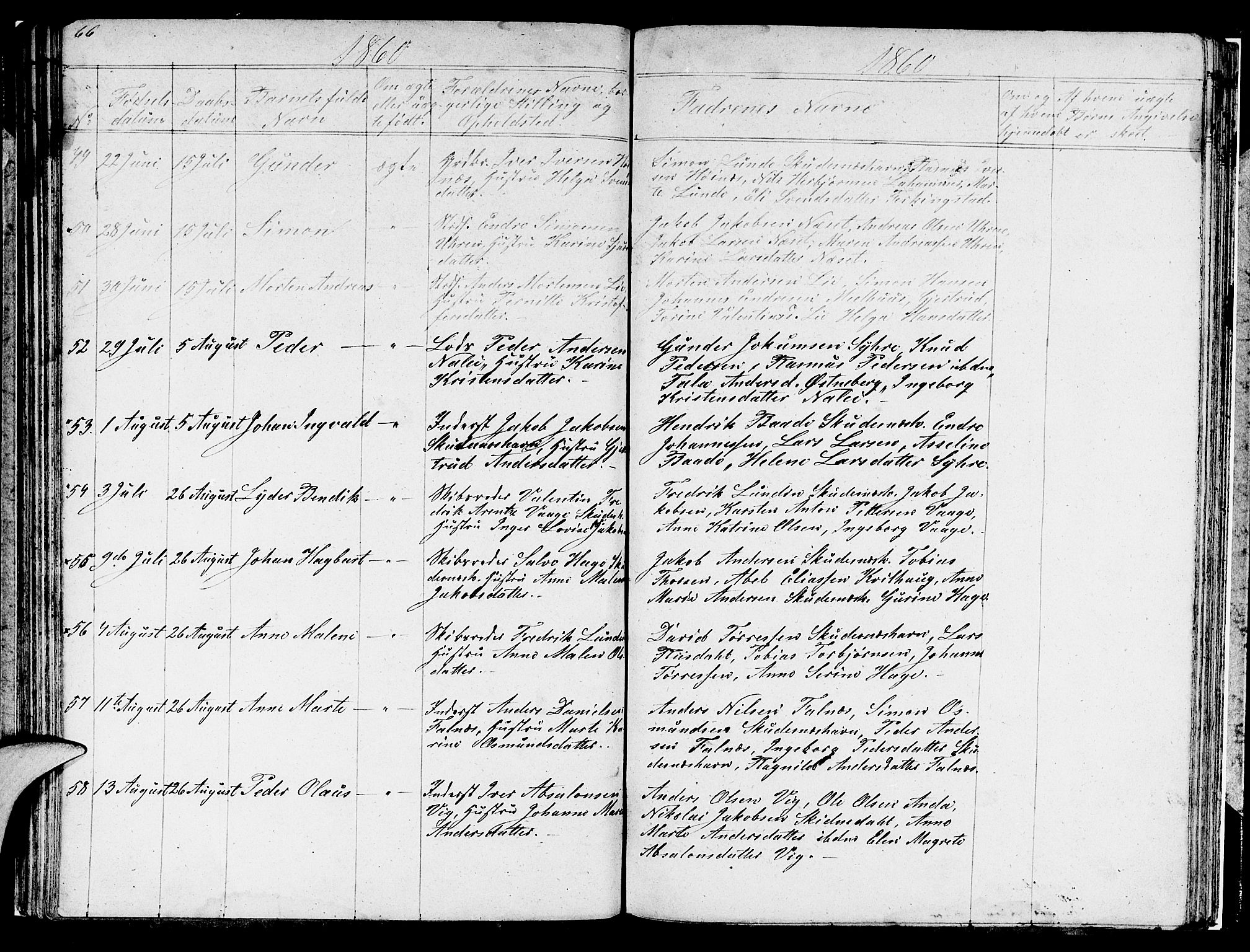 Skudenes sokneprestkontor, AV/SAST-A -101849/H/Ha/Hab/L0001: Parish register (copy) no. B 1, 1848-1864, p. 66