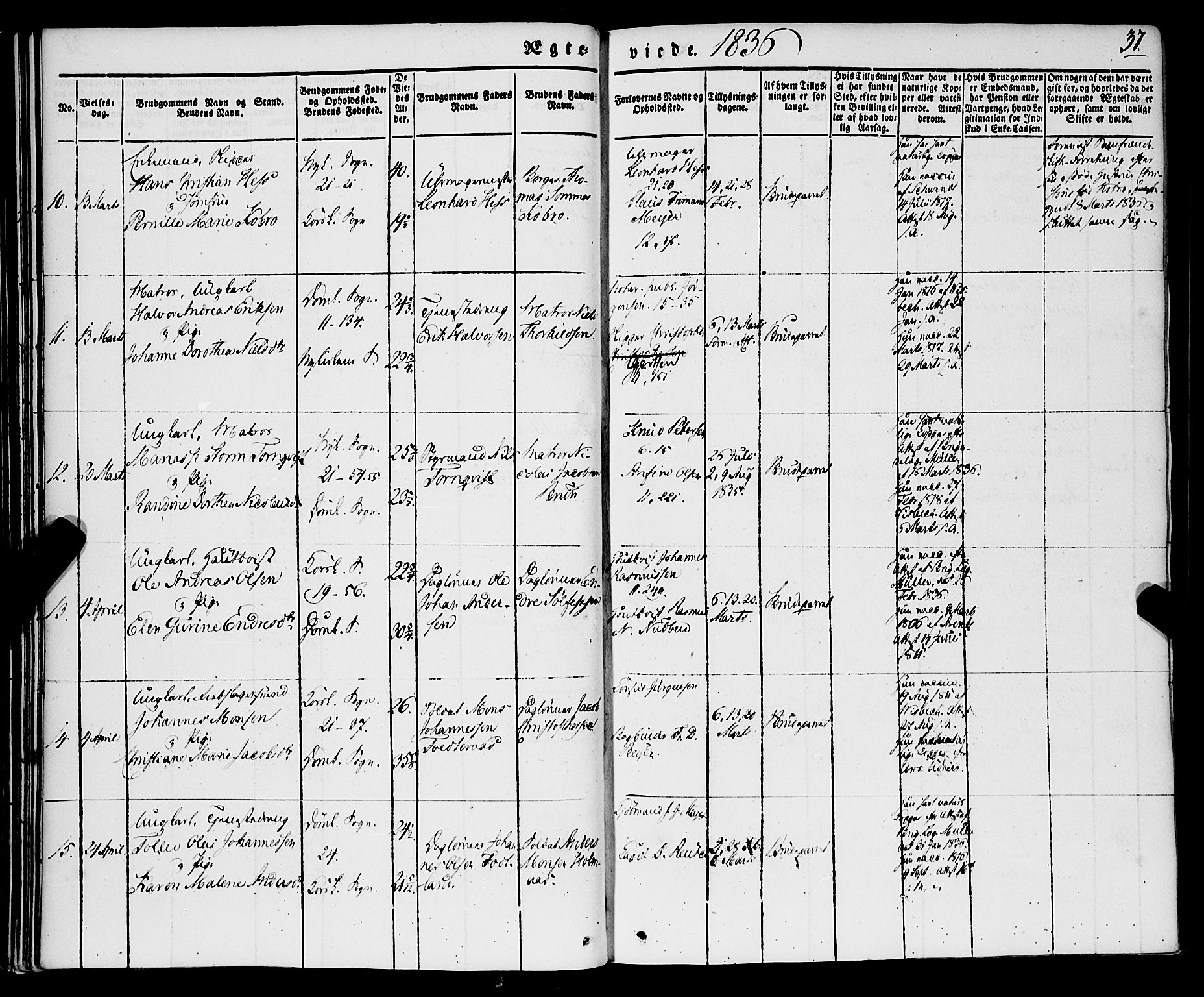 Korskirken sokneprestembete, AV/SAB-A-76101/H/Haa/L0034: Parish register (official) no. D 1, 1832-1852, p. 37