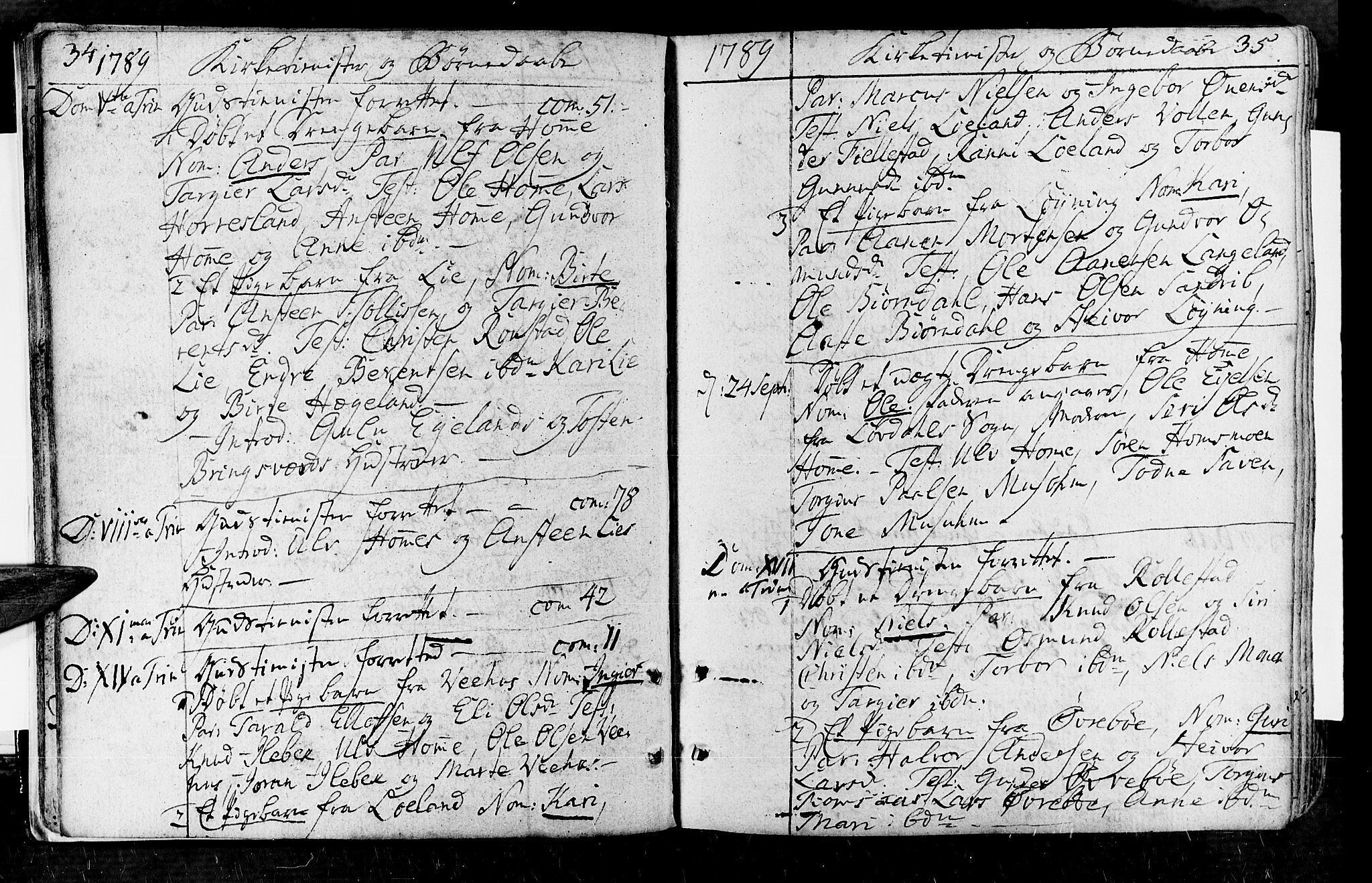 Vennesla sokneprestkontor, AV/SAK-1111-0045/Fa/Fac/L0002: Parish register (official) no. A 2, 1785-1834, p. 34-35