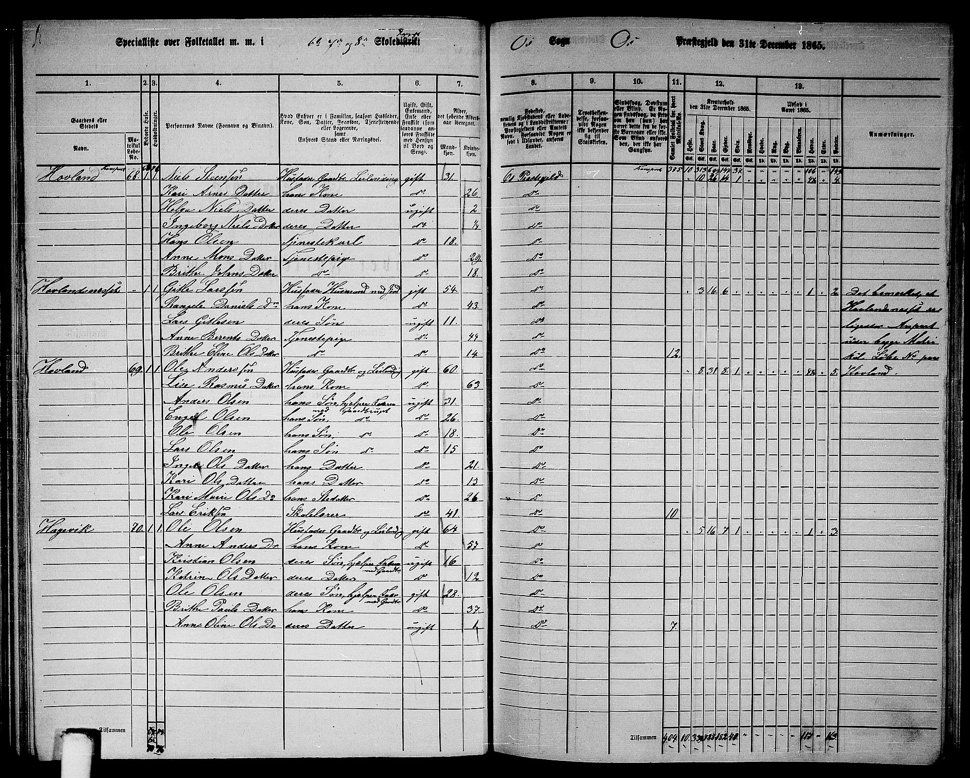 RA, 1865 census for Os, 1865, p. 43