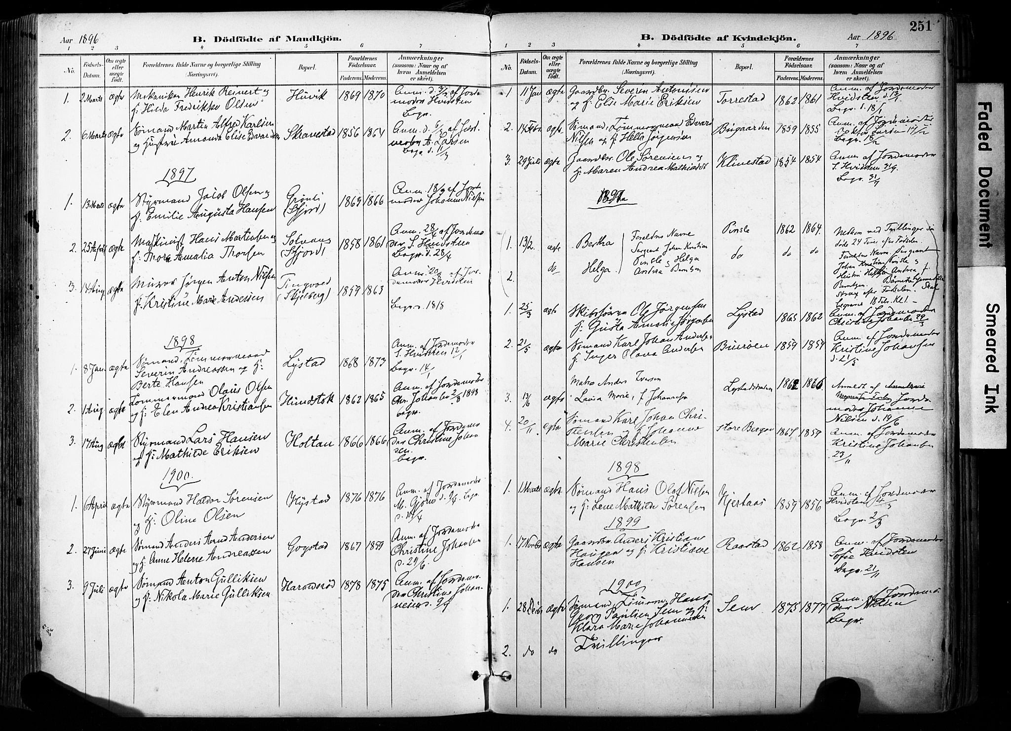 Sandar kirkebøker, SAKO/A-243/F/Fa/L0014: Parish register (official) no. 14, 1896-1909, p. 251