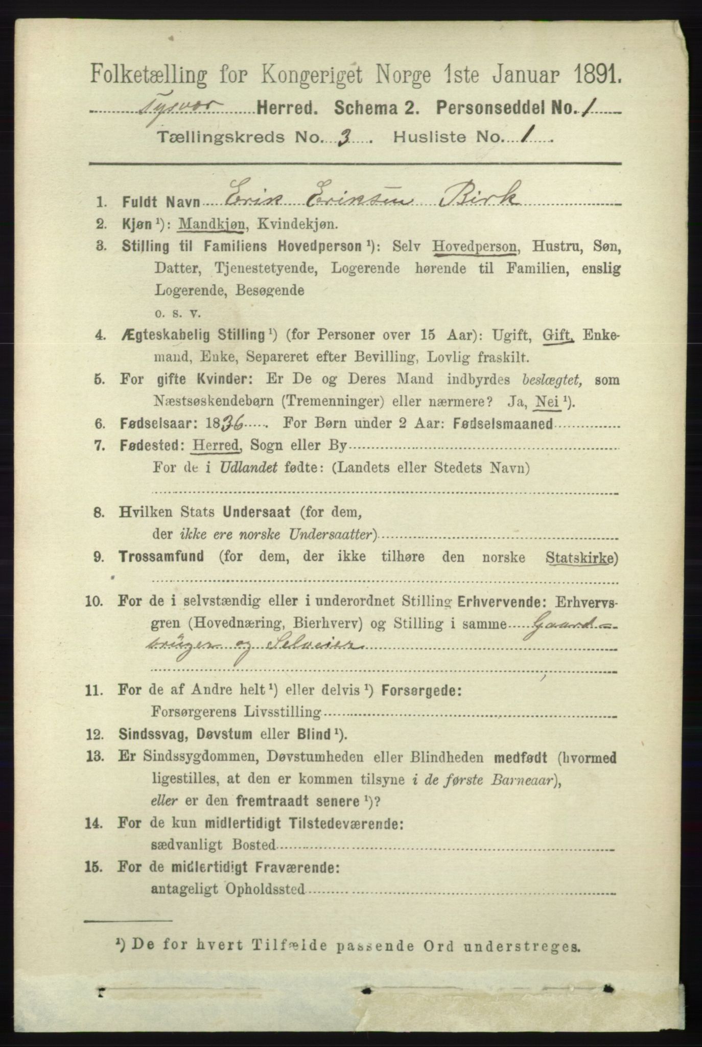 RA, 1891 census for 1146 Tysvær, 1891, p. 1230