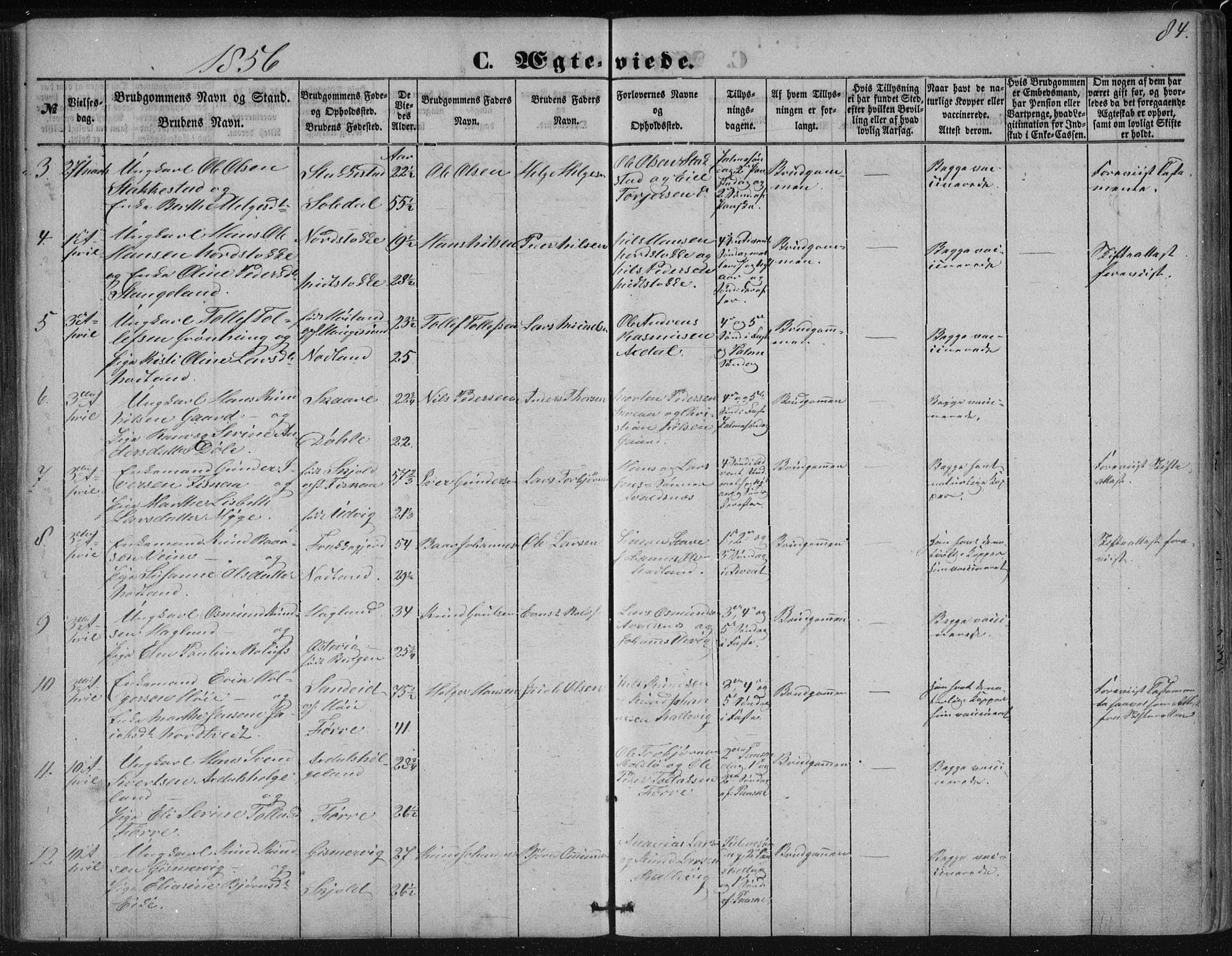 Avaldsnes sokneprestkontor, SAST/A -101851/H/Ha/Haa/L0009: Parish register (official) no. A 9, 1853-1865, p. 84