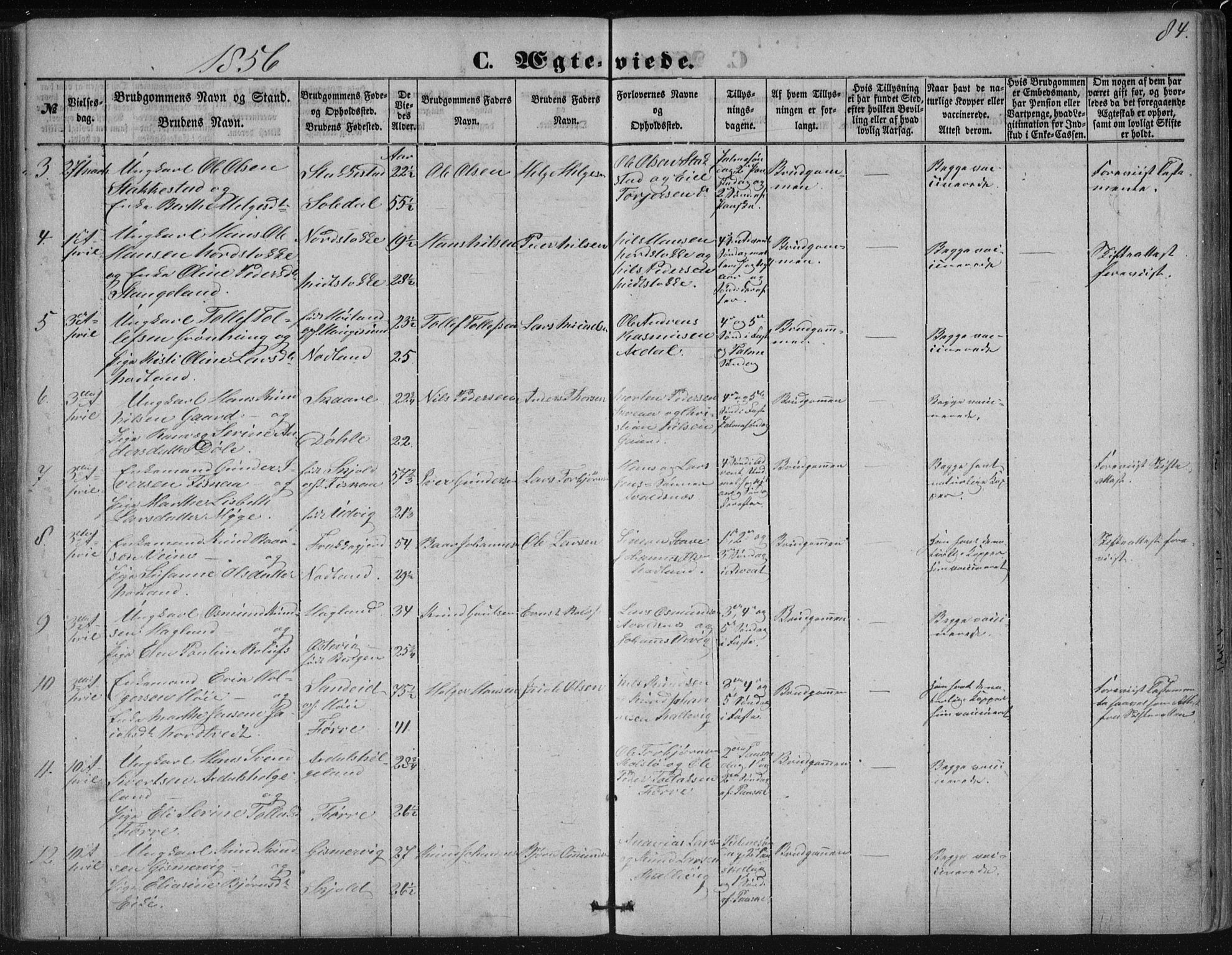 Avaldsnes sokneprestkontor, AV/SAST-A -101851/H/Ha/Haa/L0009: Parish register (official) no. A 9, 1853-1865, p. 84