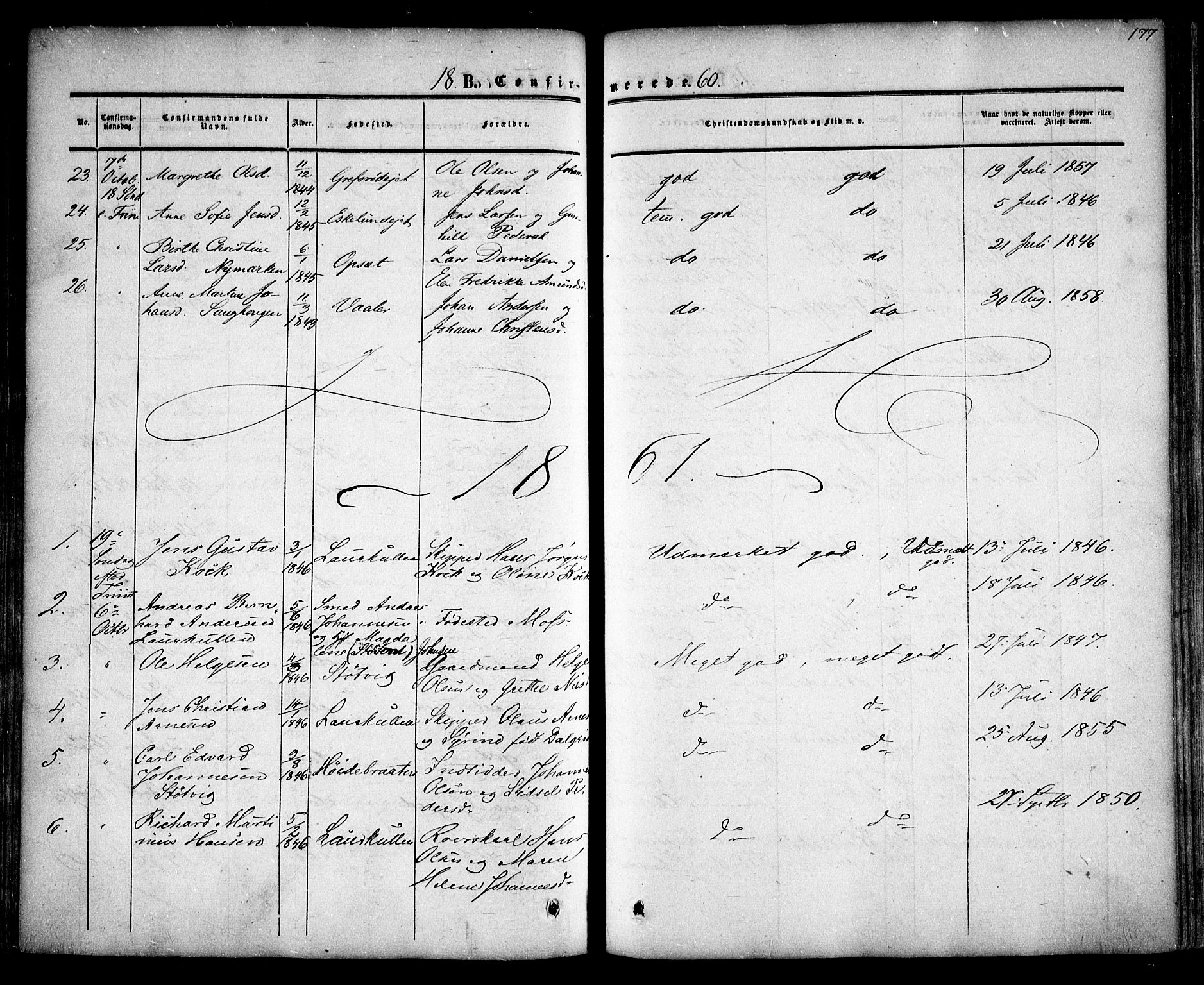Rygge prestekontor Kirkebøker, SAO/A-10084b/F/Fa/L0005: Parish register (official) no. 5, 1852-1871, p. 177