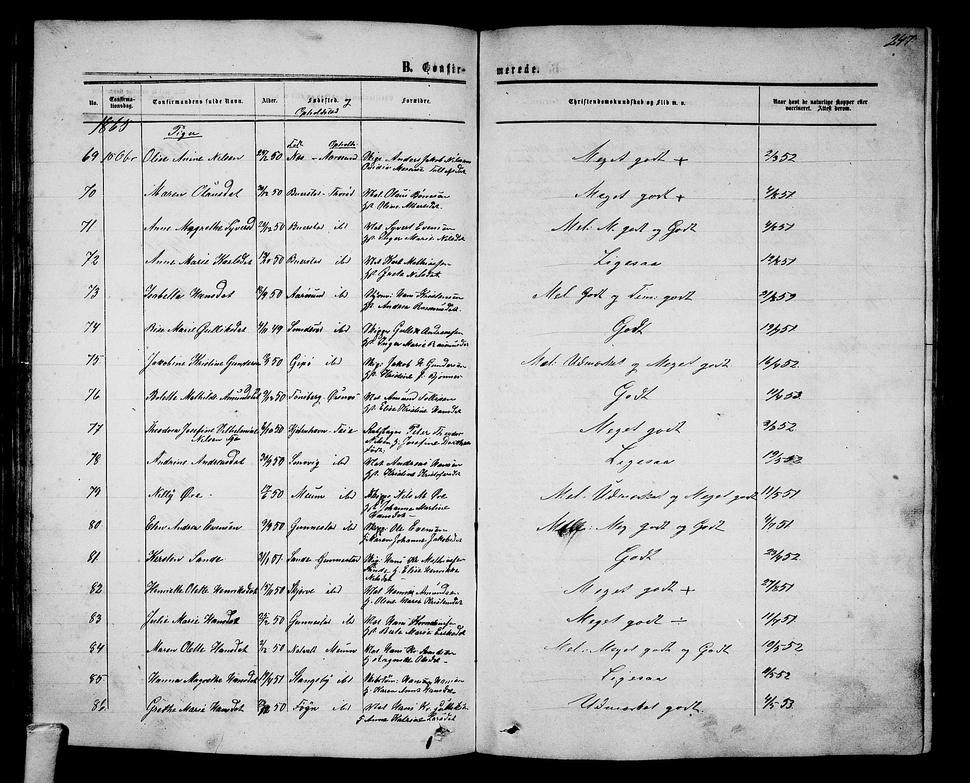 Nøtterøy kirkebøker, AV/SAKO-A-354/G/Ga/L0002: Parish register (copy) no. I 2, 1860-1877, p. 247