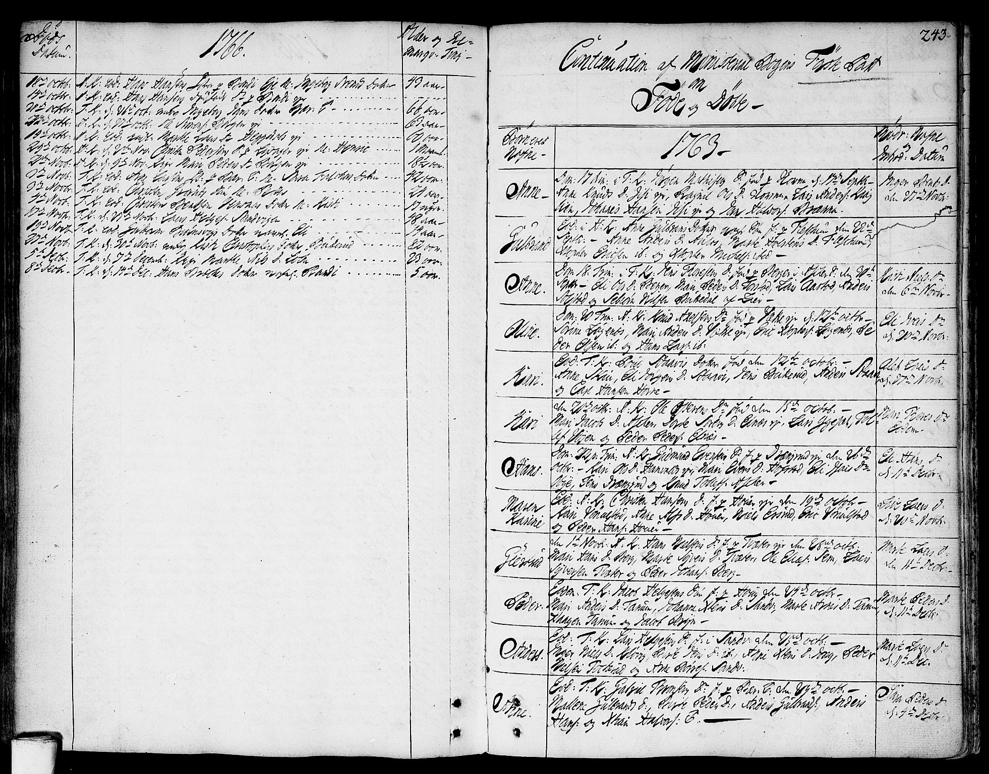 Asker prestekontor Kirkebøker, AV/SAO-A-10256a/F/Fa/L0002: Parish register (official) no. I 2, 1733-1766, p. 243