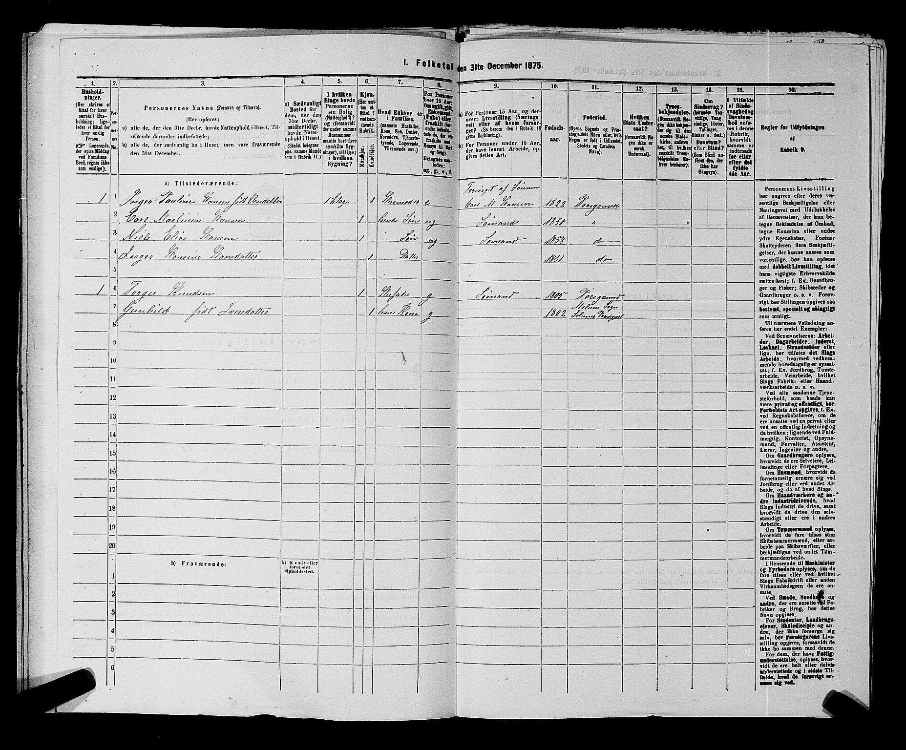 SAKO, 1875 census for 0805P Porsgrunn, 1875, p. 994