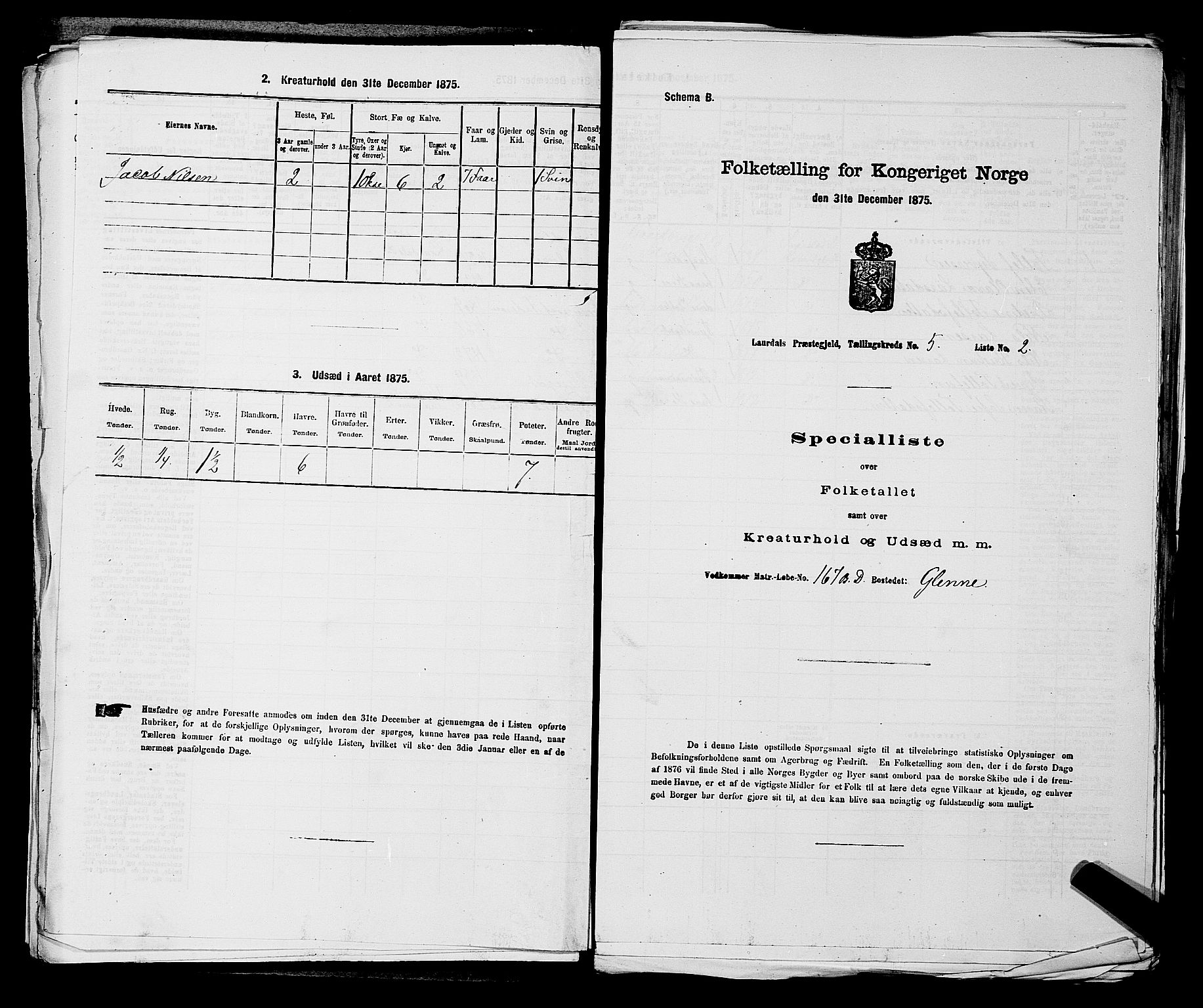 SAKO, 1875 census for 0728P Lardal, 1875, p. 810