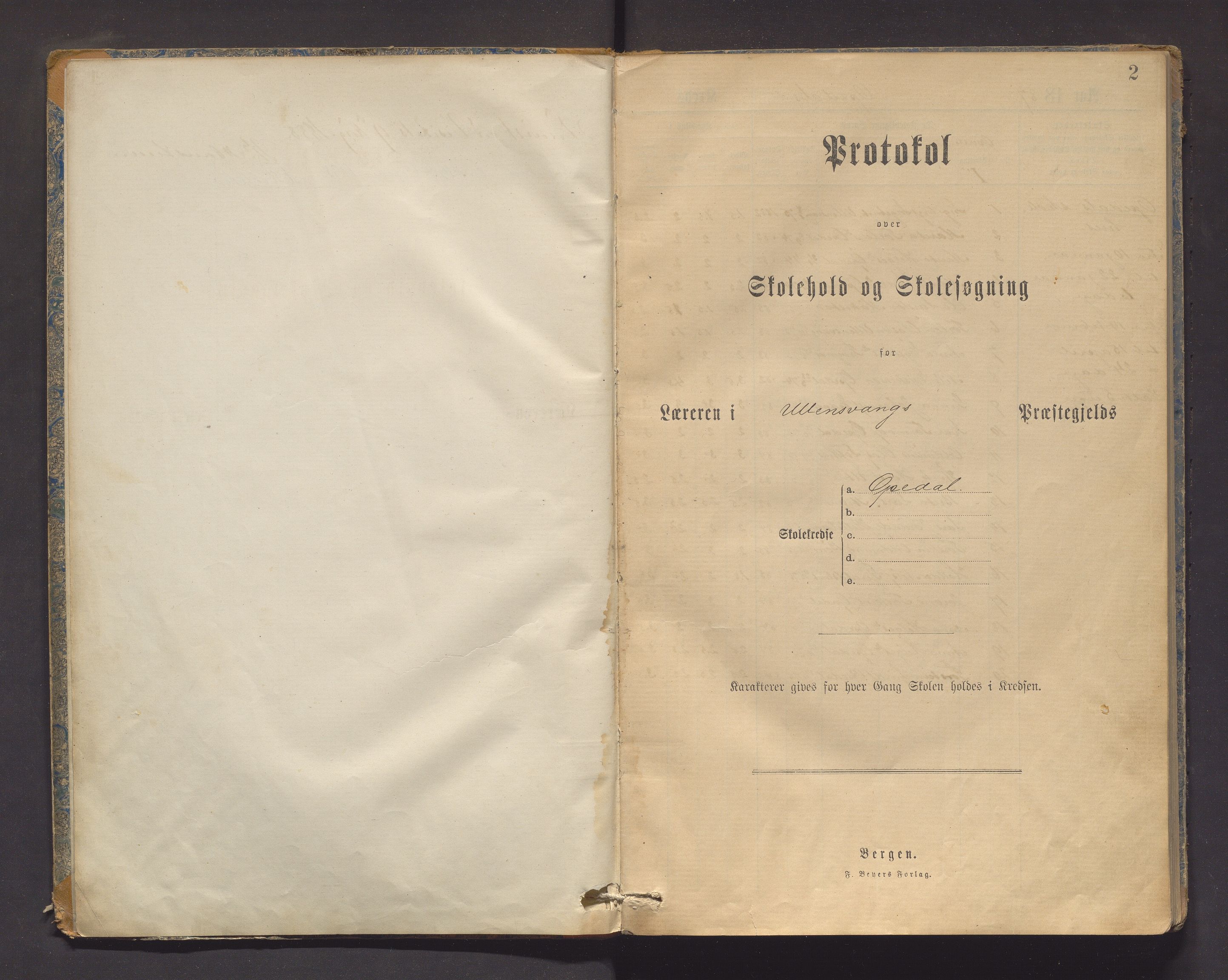 Ullensvang herad. Barneskulane , IKAH/1231b-231/F/Fa/Faa/L0007: Skuleprotokoll for Opdal skule i Ullensvang prestegjeld, 1887-1917