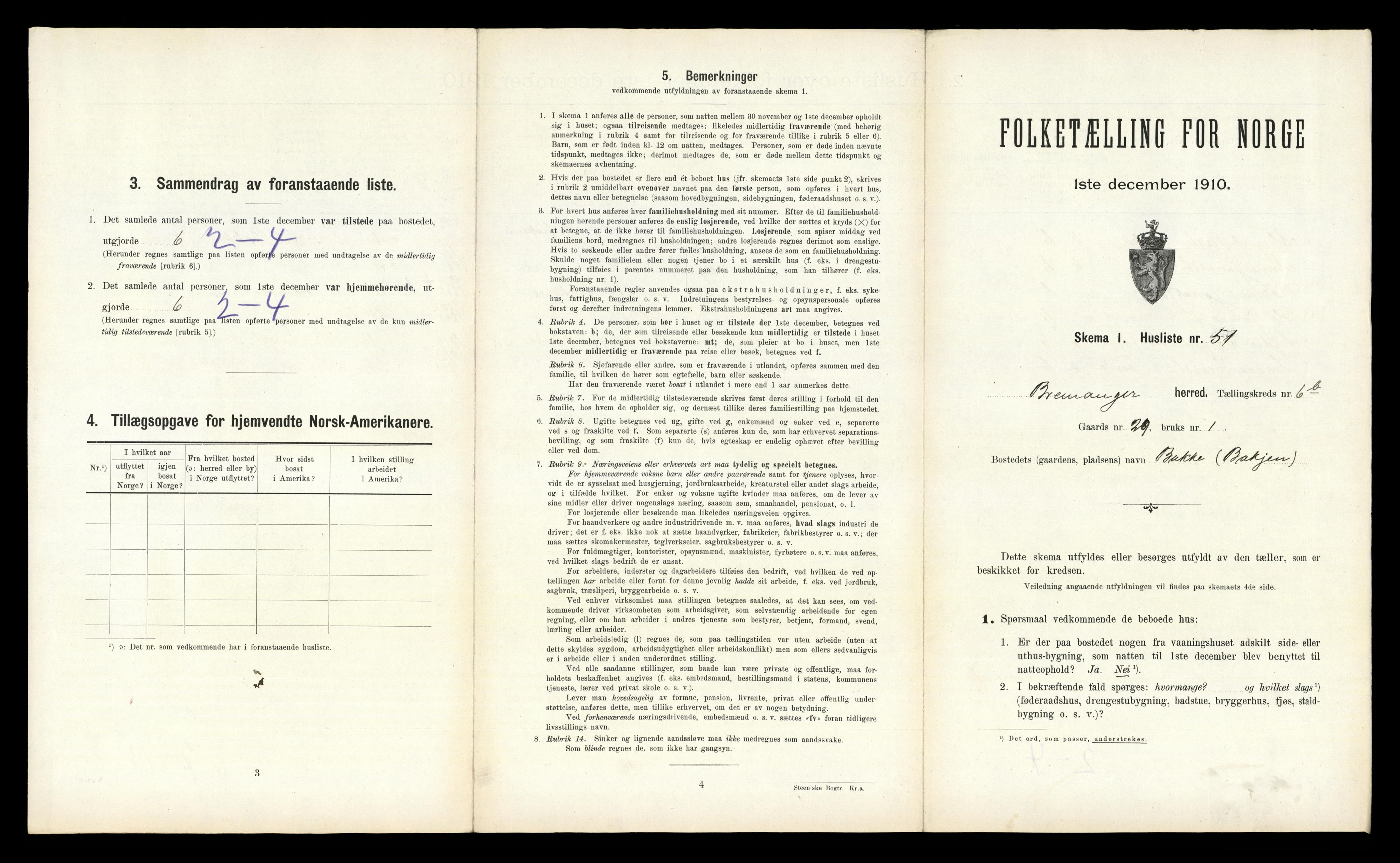 RA, 1910 census for Bremanger, 1910, p. 555