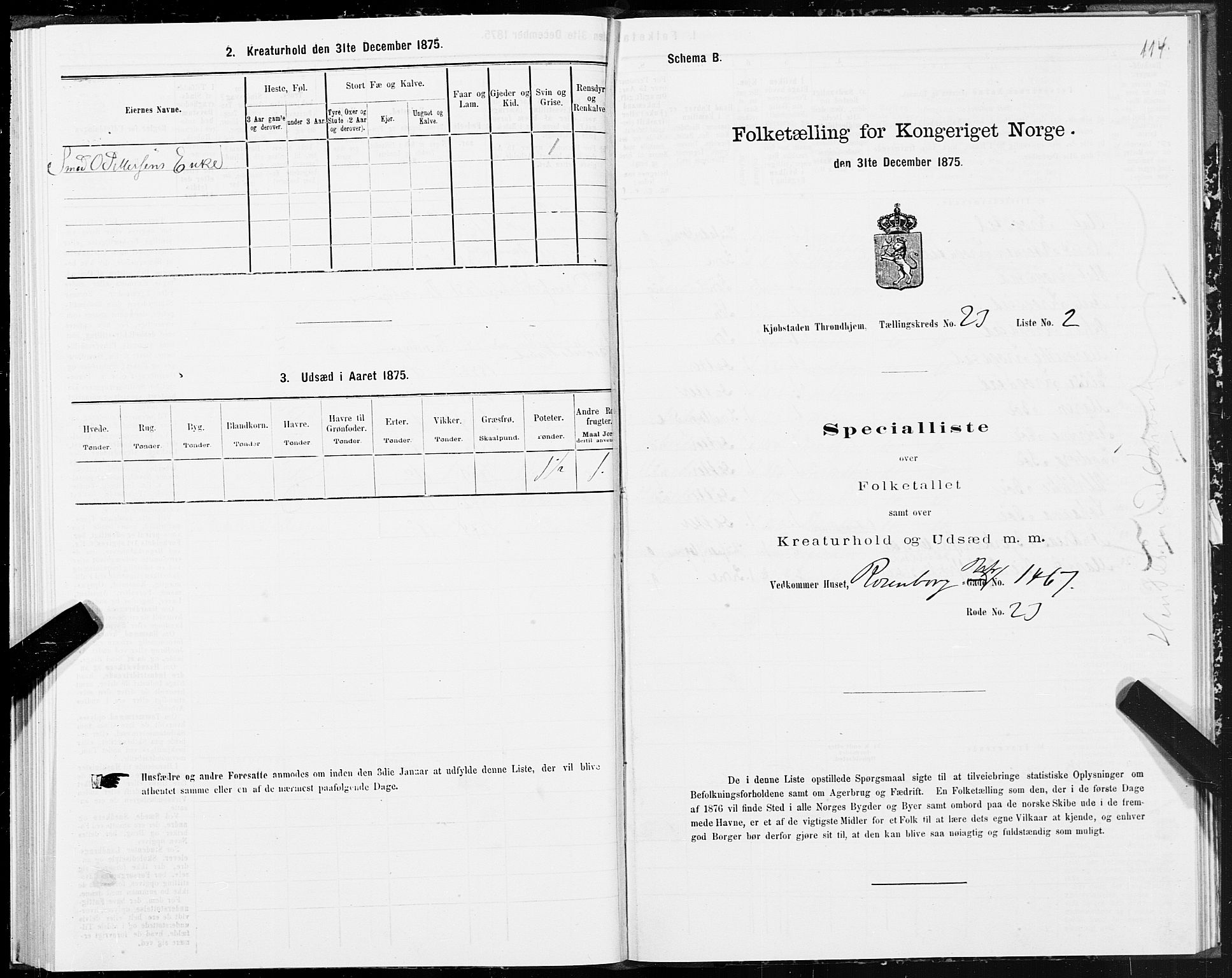 SAT, 1875 census for 1601 Trondheim, 1875, p. 12114