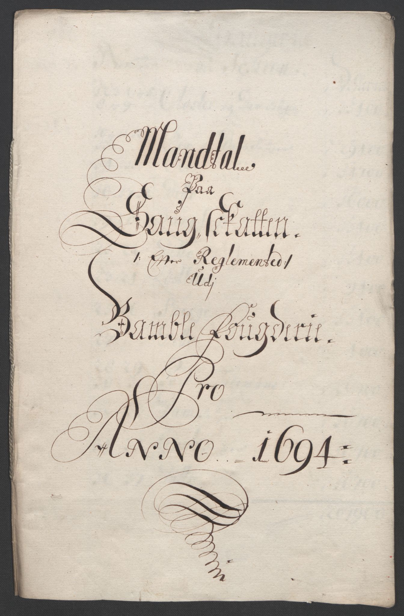 Rentekammeret inntil 1814, Reviderte regnskaper, Fogderegnskap, RA/EA-4092/R36/L2092: Fogderegnskap Øvre og Nedre Telemark og Bamble, 1694, p. 200