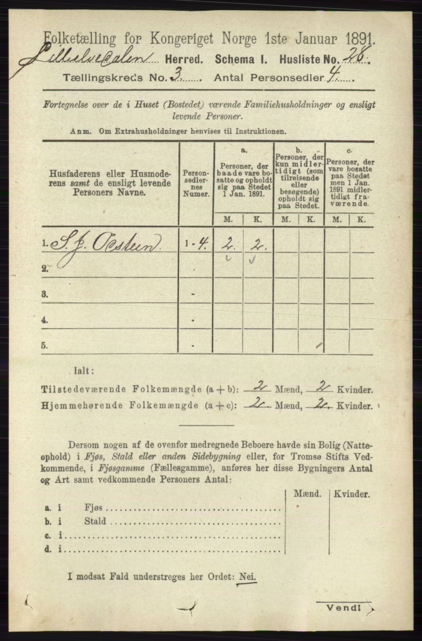 RA, 1891 census for 0438 Lille Elvedalen, 1891, p. 1022