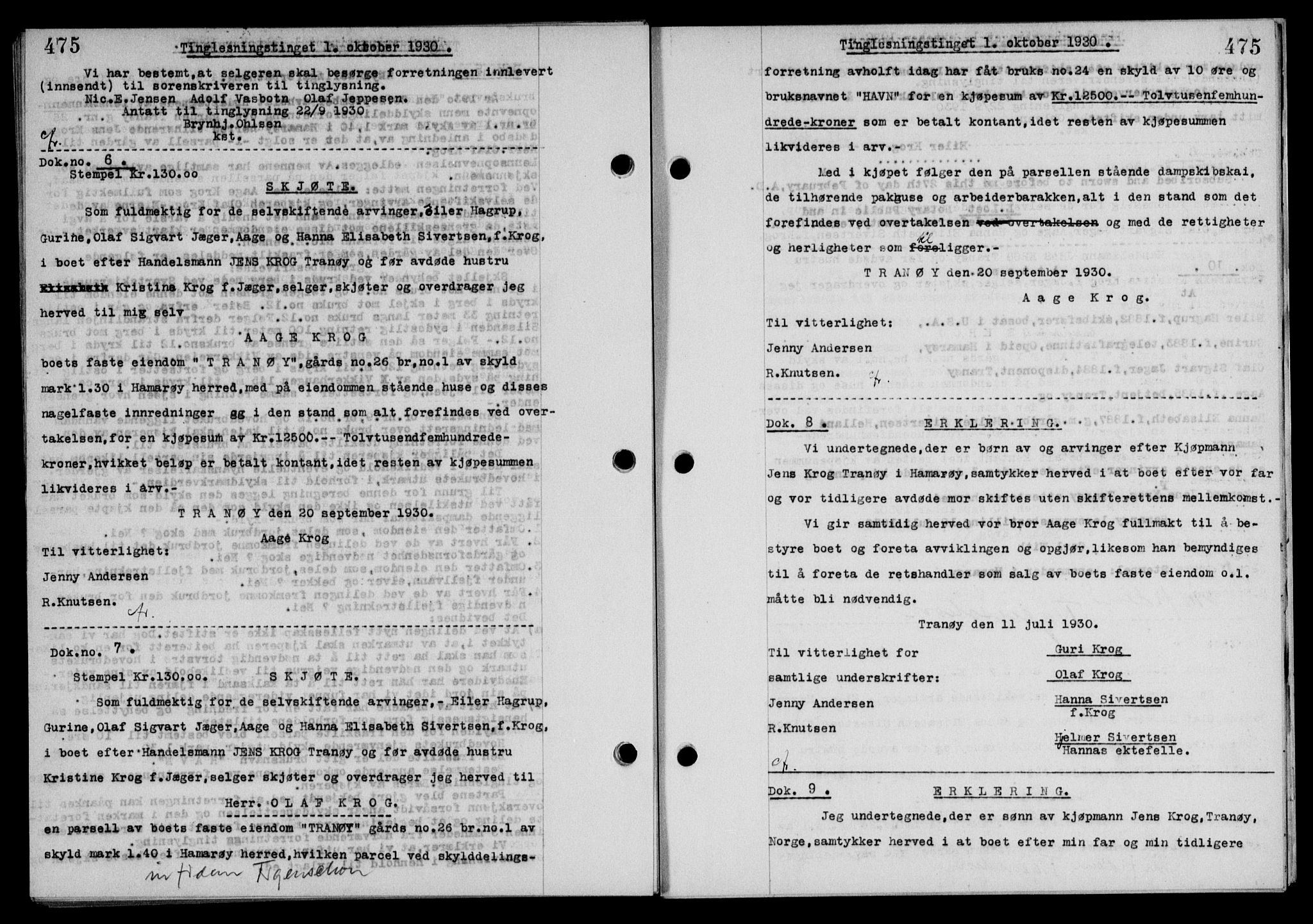 Steigen og Ofoten sorenskriveri, SAT/A-0030/1/2/2C/L0018/0001: Mortgage book no. 20-II og 21, 1930-1931, Deed date: 01.10.1930
