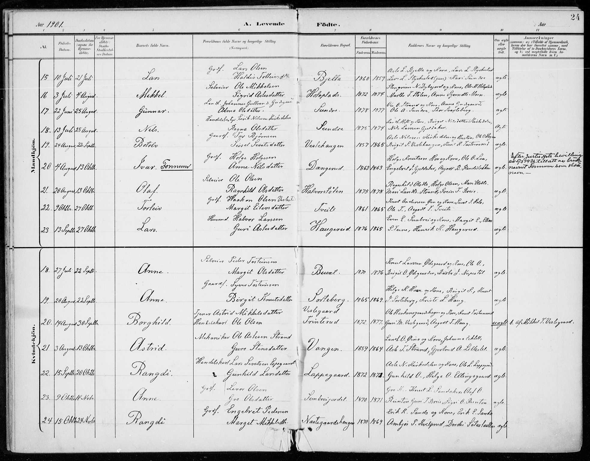 Ål kirkebøker, AV/SAKO-A-249/F/Fa/L0009: Parish register (official) no. I 9, 1897-1915, p. 24