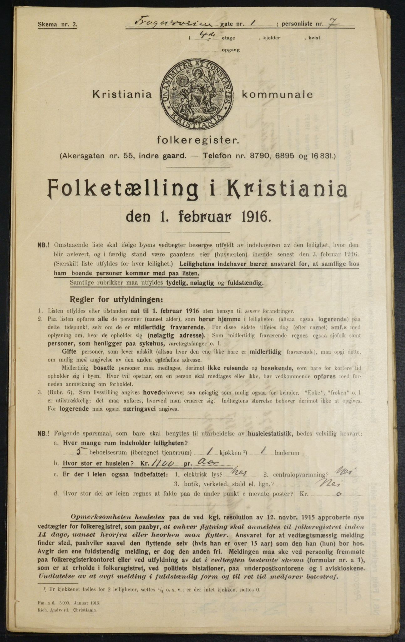 OBA, Municipal Census 1916 for Kristiania, 1916, p. 27652