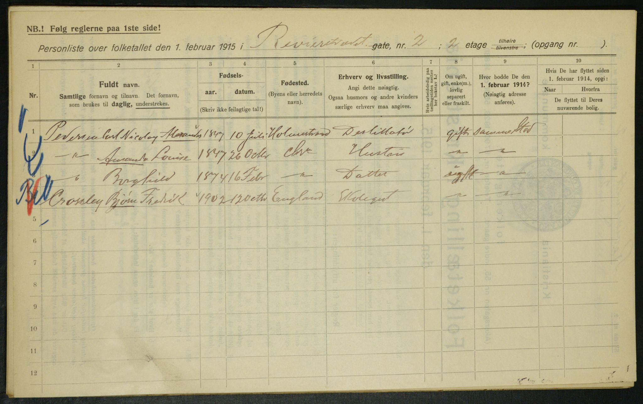 OBA, Municipal Census 1915 for Kristiania, 1915, p. 82579