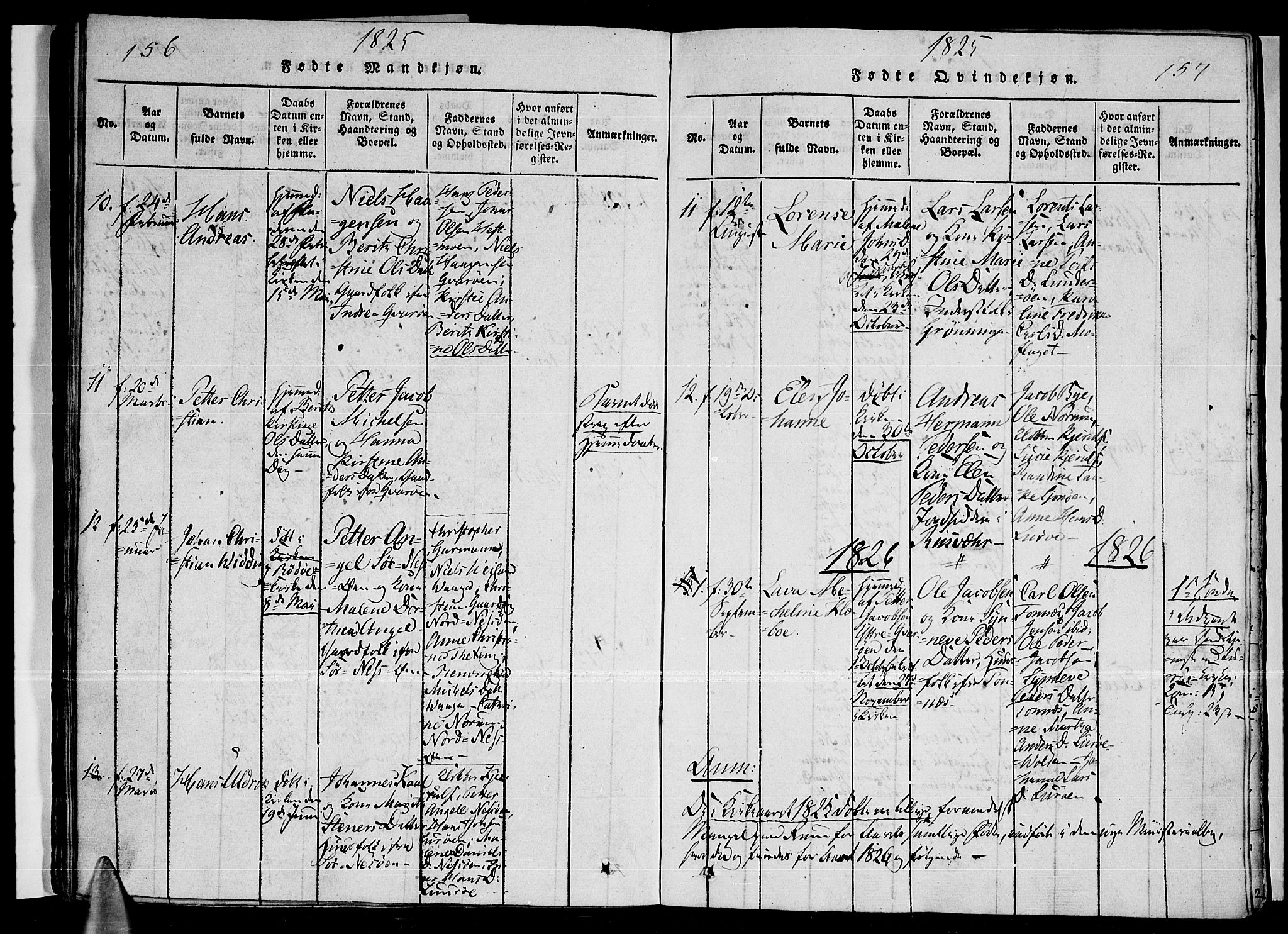 Ministerialprotokoller, klokkerbøker og fødselsregistre - Nordland, AV/SAT-A-1459/841/L0593: Parish register (official) no. 841A04 /3, 1820-1825, p. 156-157