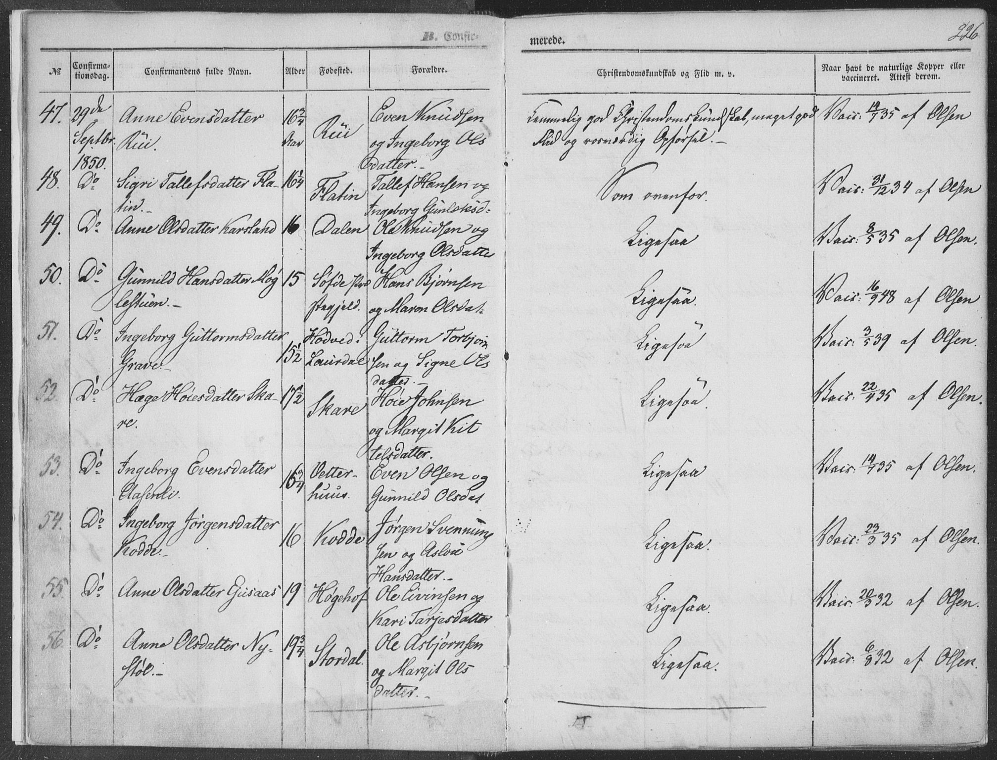 Seljord kirkebøker, AV/SAKO-A-20/F/Fa/L012b: Parish register (official) no. I 12B, 1850-1865, p. 226