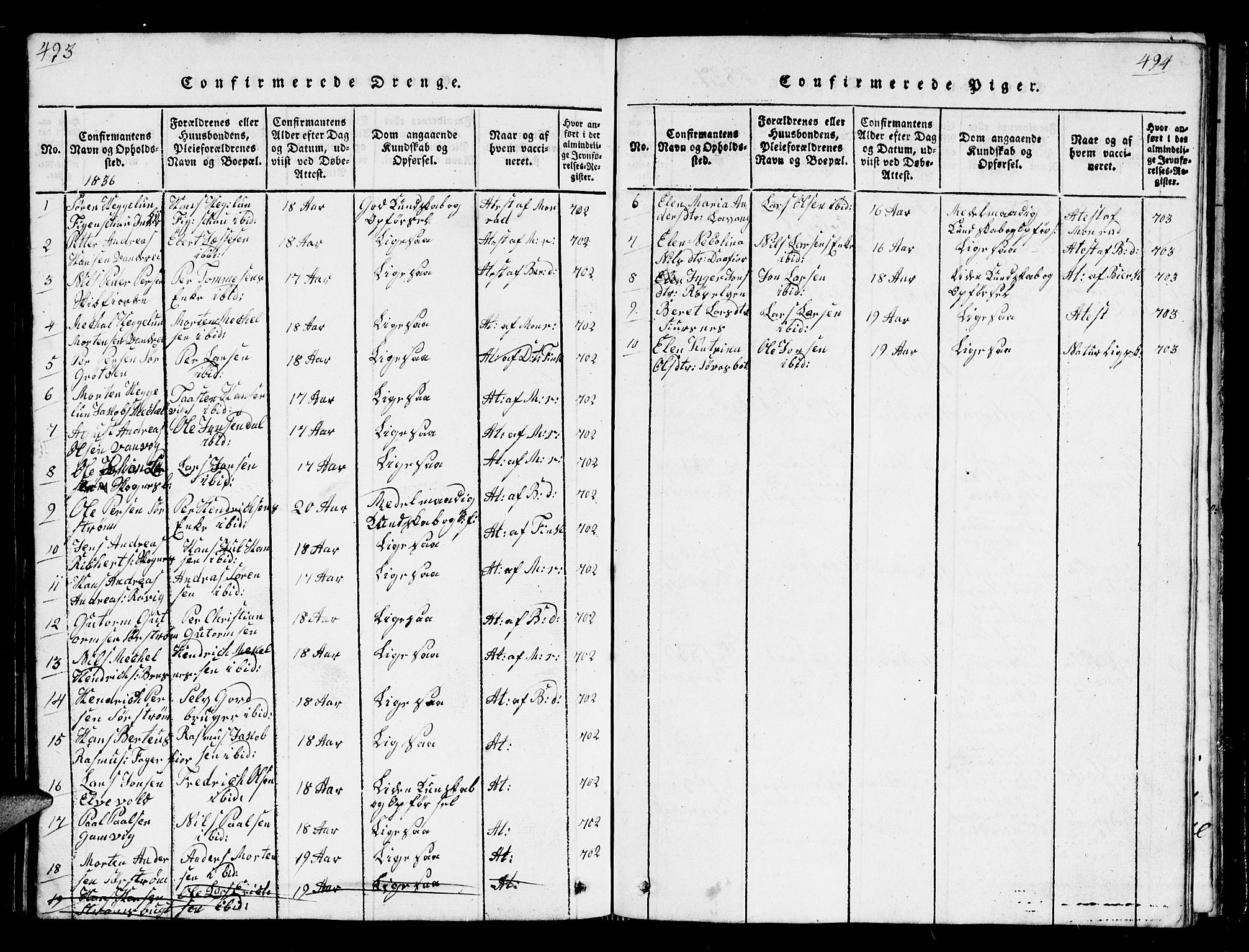 Karlsøy sokneprestembete, AV/SATØ-S-1299/H/Ha/Hab/L0001klokker: Parish register (copy) no. 1, 1821-1840, p. 493-494