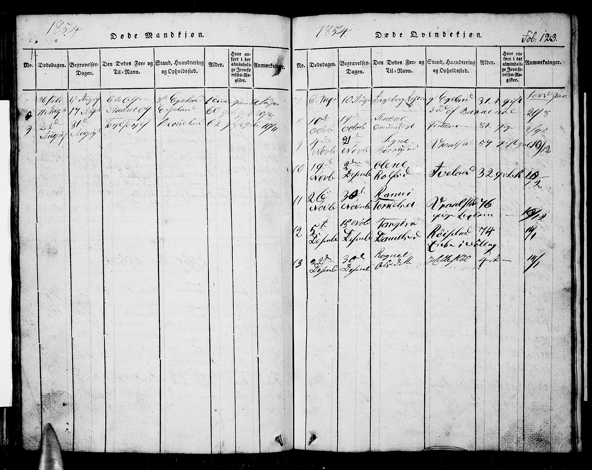 Nord-Audnedal sokneprestkontor, AV/SAK-1111-0032/F/Fb/Fba/L0001: Parish register (copy) no. B 1, 1815-1856, p. 123