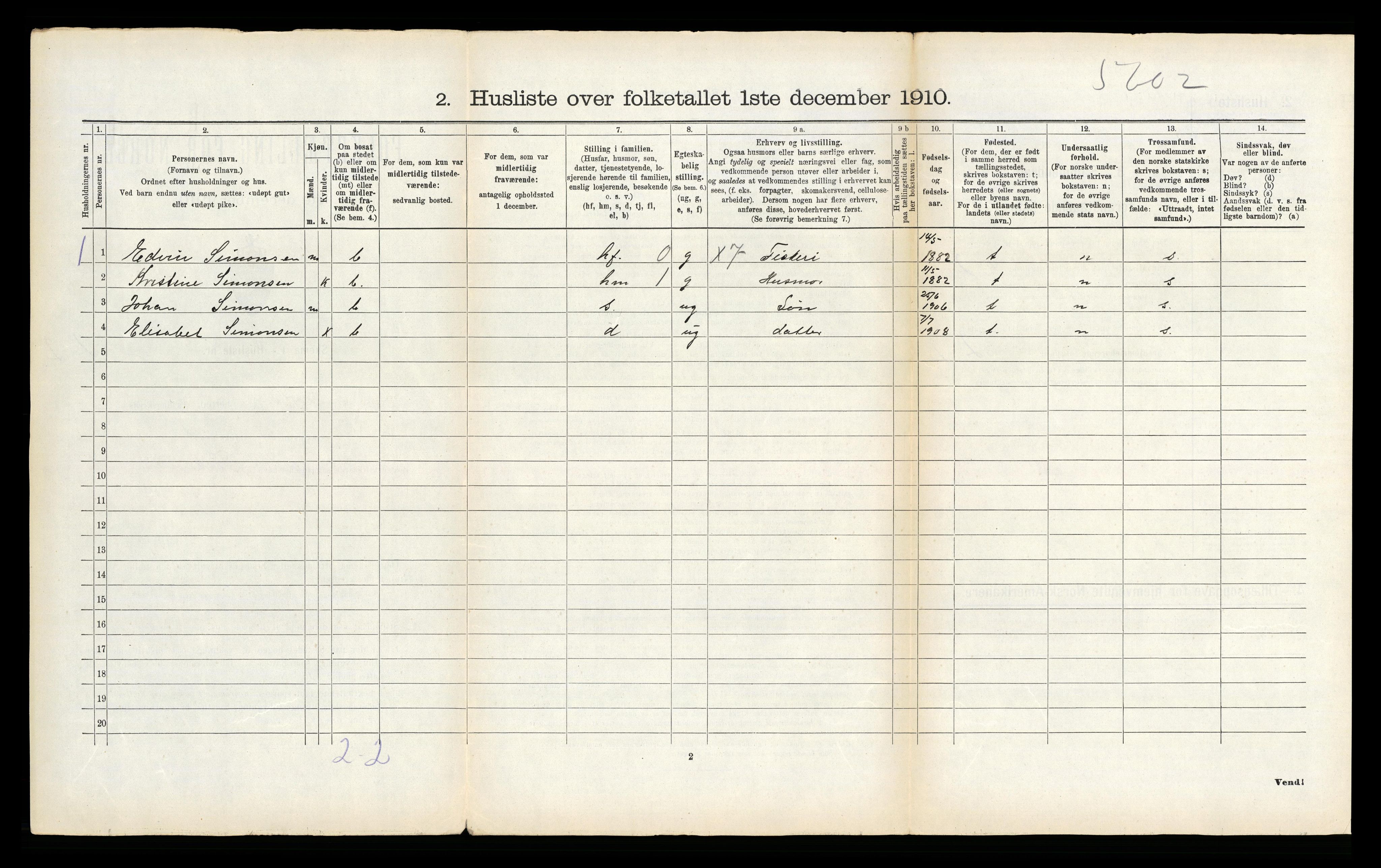 RA, 1910 census for Dverberg, 1910, p. 1459