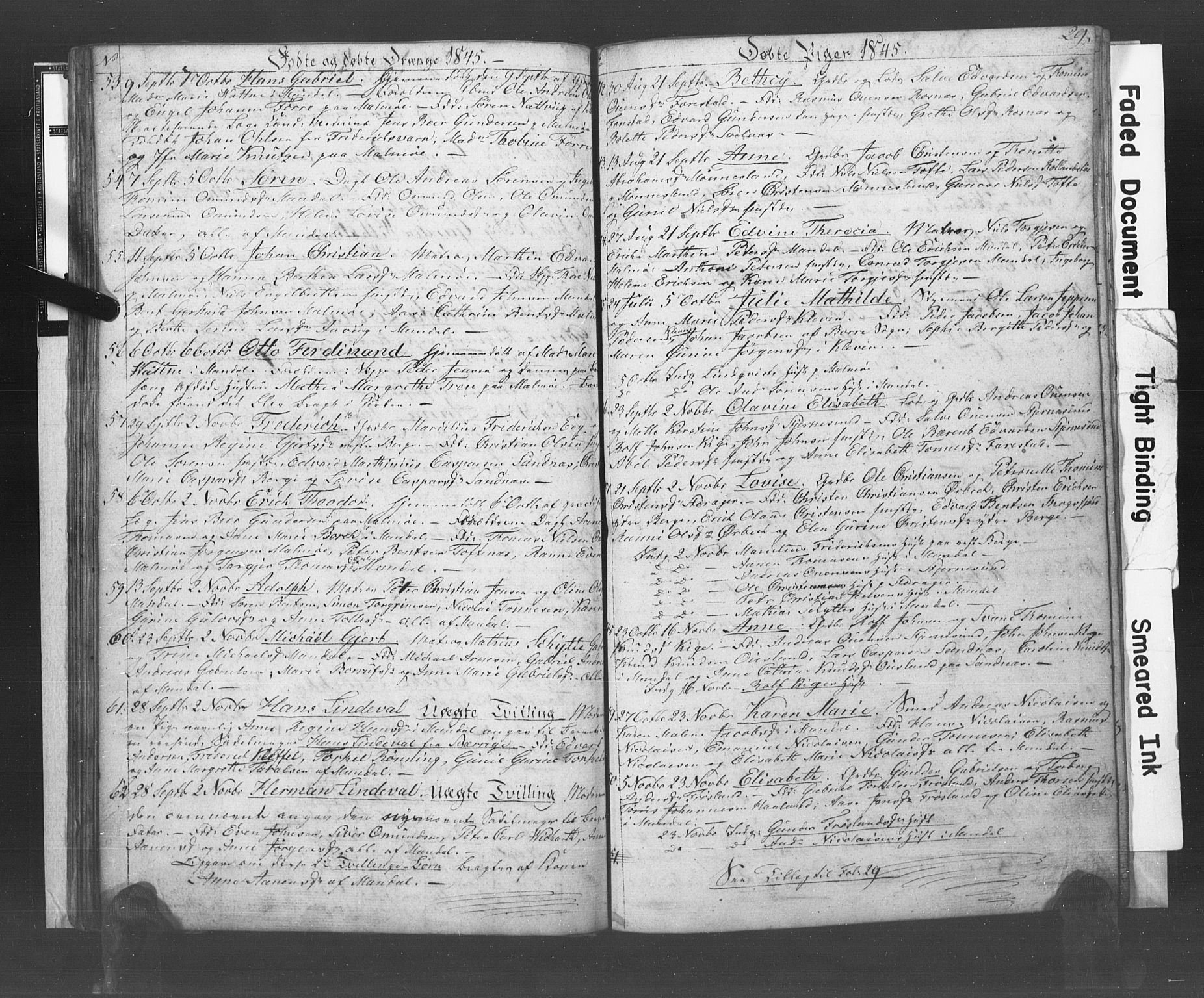 Mandal sokneprestkontor, AV/SAK-1111-0030/F/Fb/Fba/L0005: Parish register (copy) no. B 1E, 1842-1845, p. 29