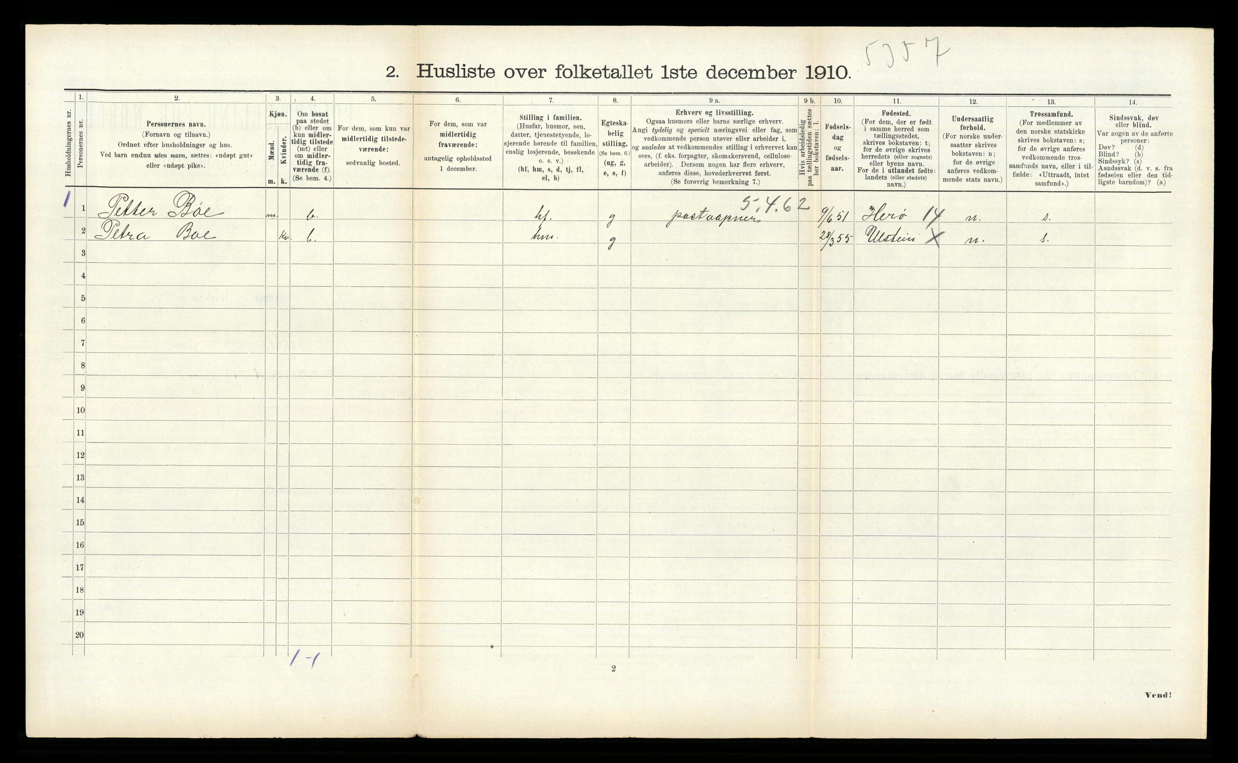 RA, 1910 census for Ulstein, 1910, p. 217