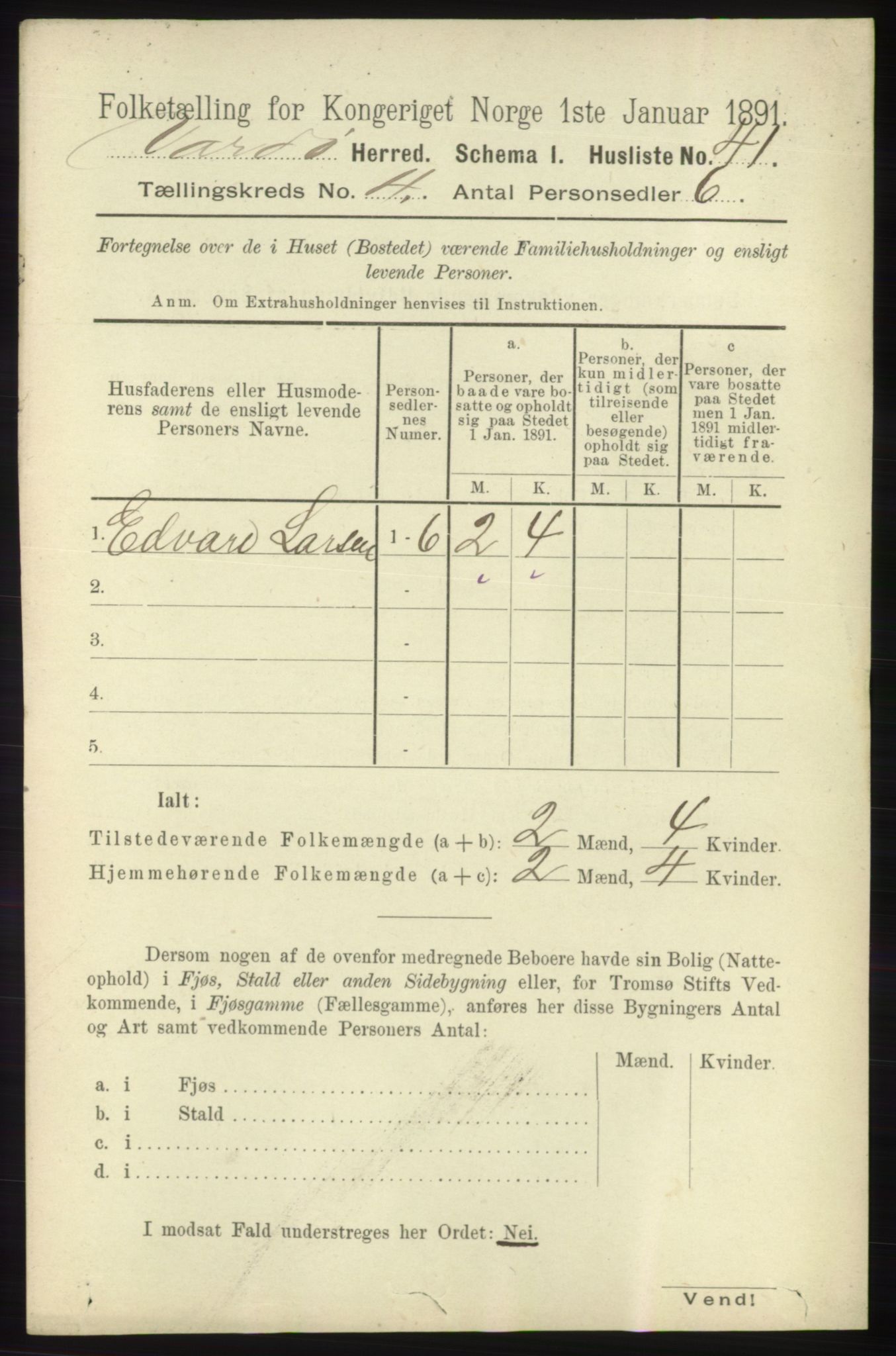 RA, 1891 census for 2028 Vardø, 1891, p. 1095