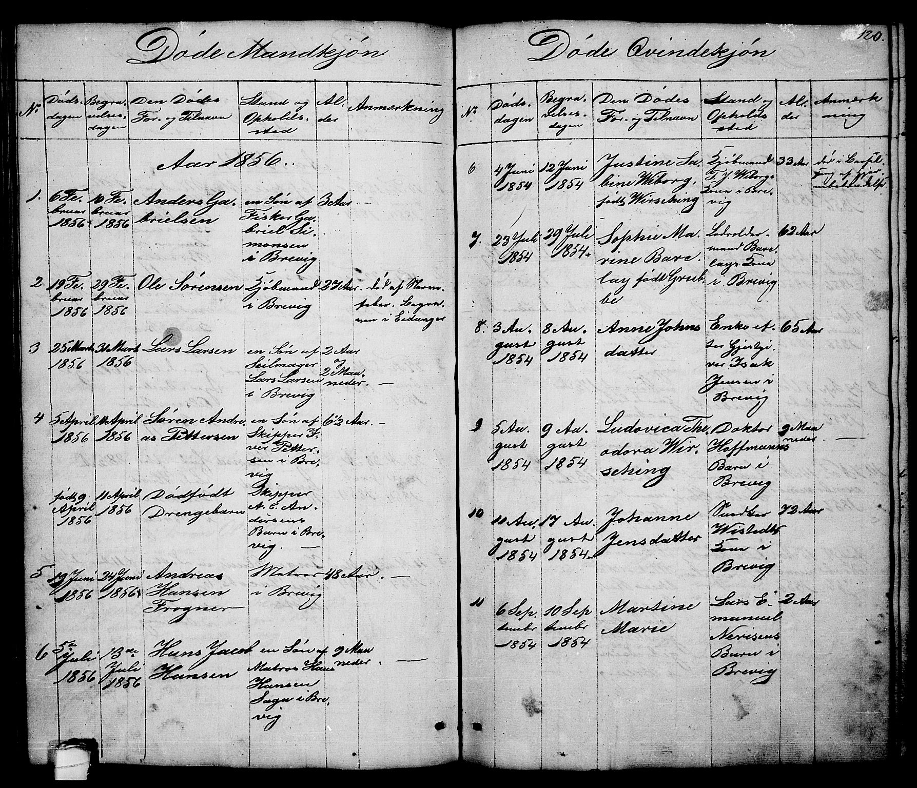 Brevik kirkebøker, SAKO/A-255/G/Ga/L0002: Parish register (copy) no. 2, 1846-1865, p. 120